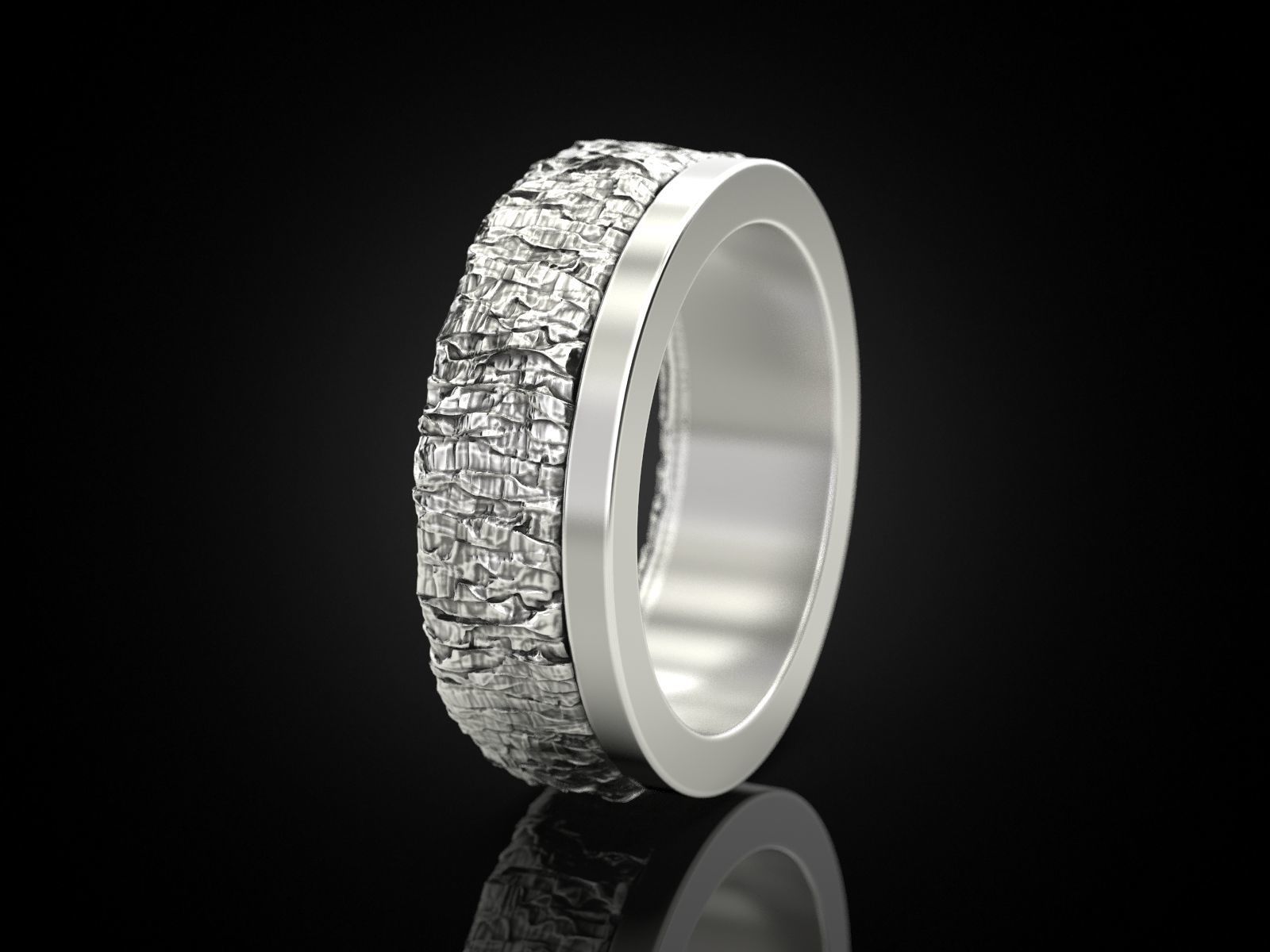 Ring with texture 3D print model_3