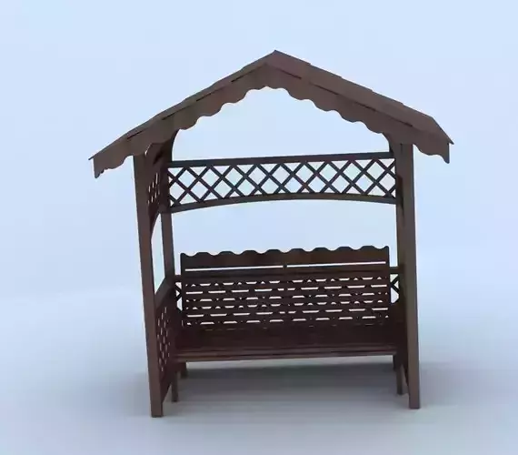 Arbor wooden bench with roof