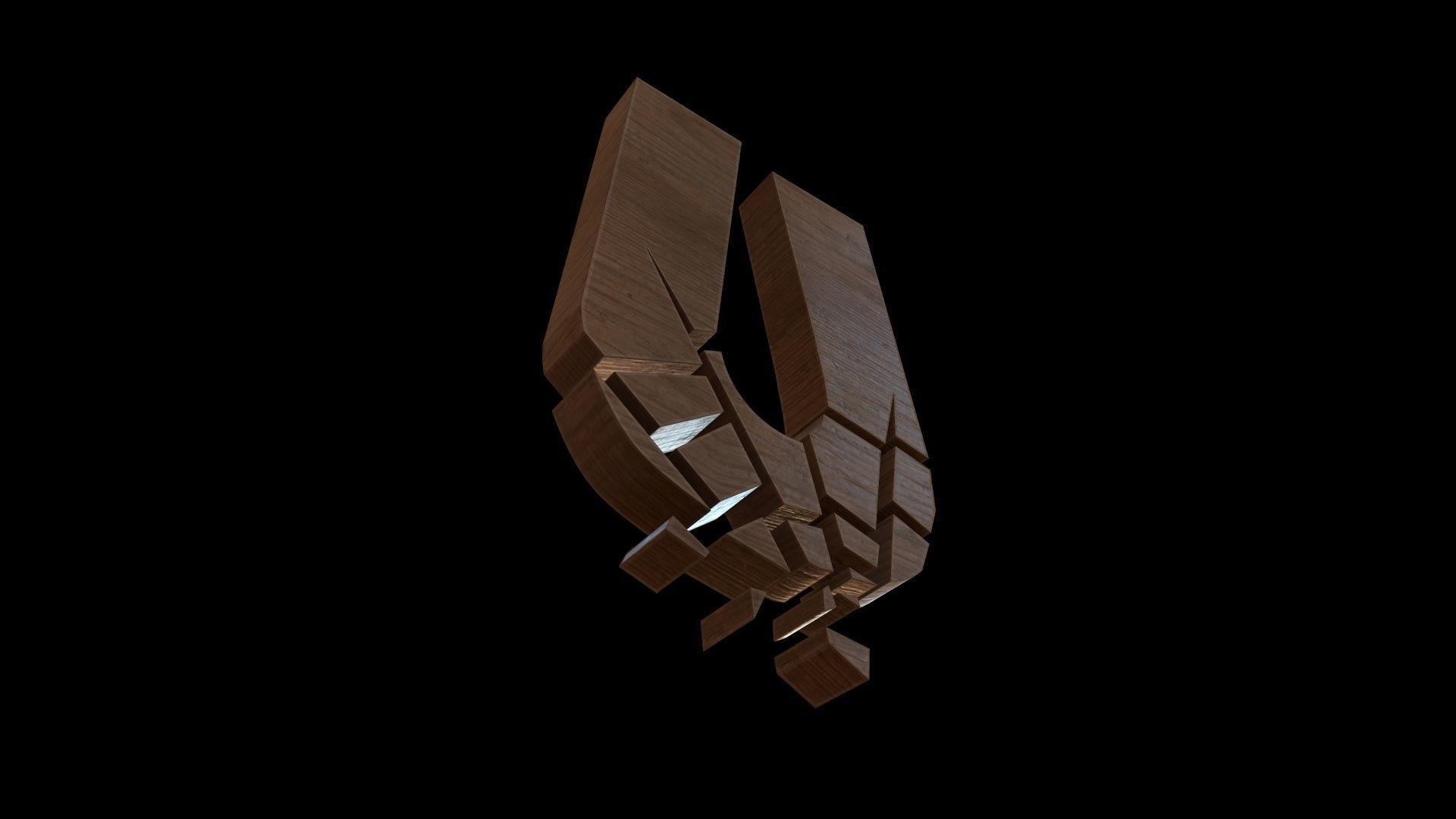 FONT-093 Letter U Low-poly 3D model_4