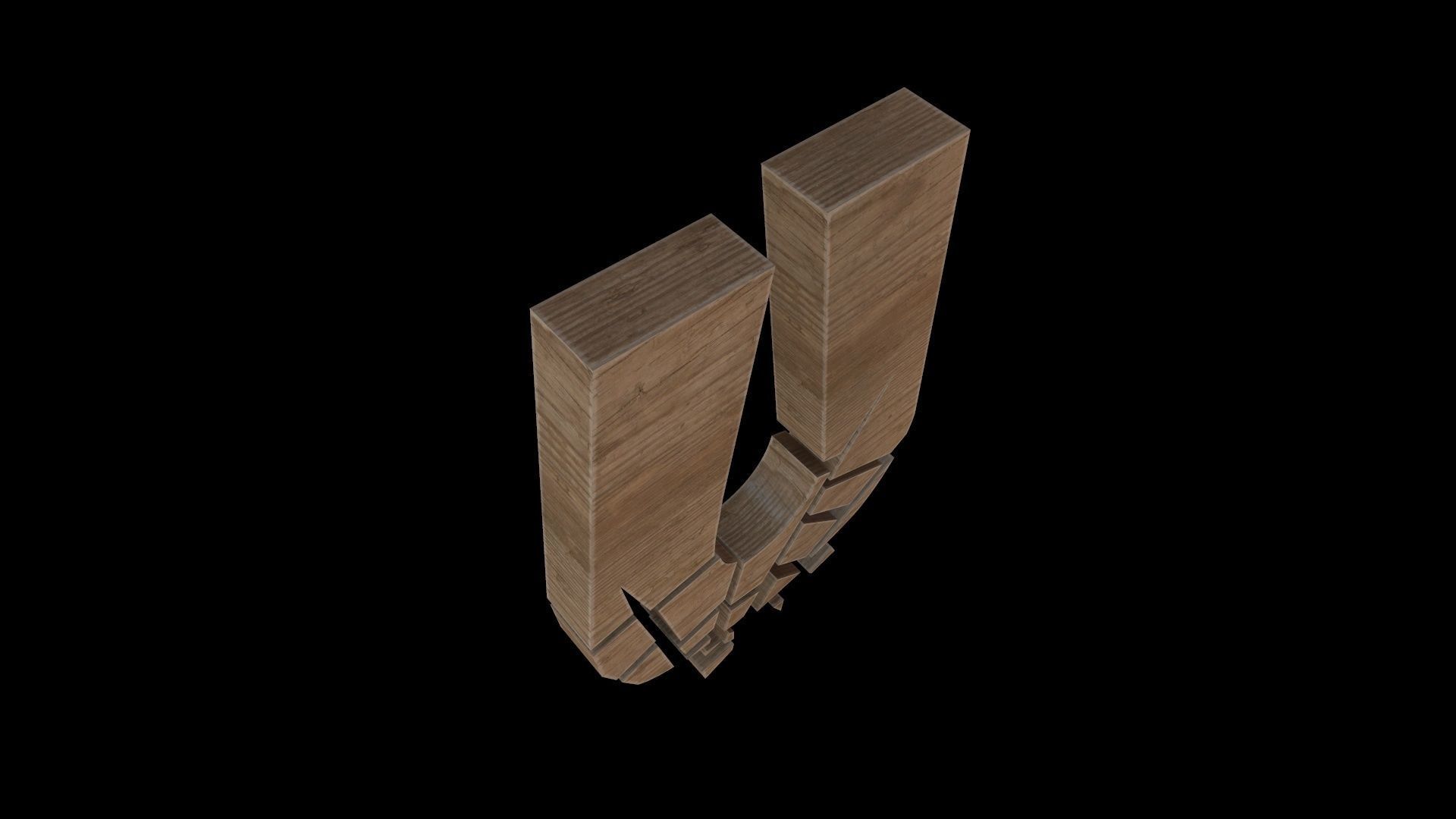 FONT-093 Letter U Low-poly 3D model_5