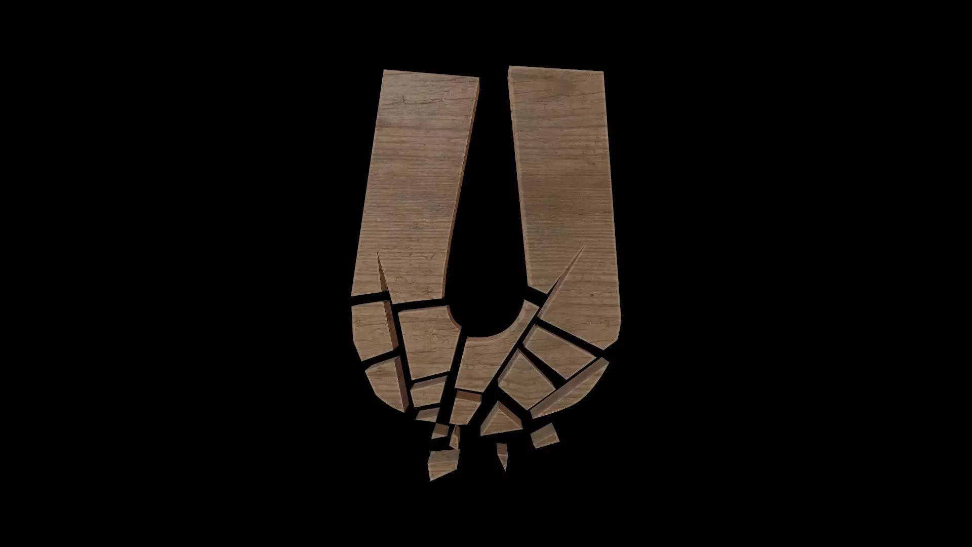 FONT-093 Letter U Low-poly 3D model_0