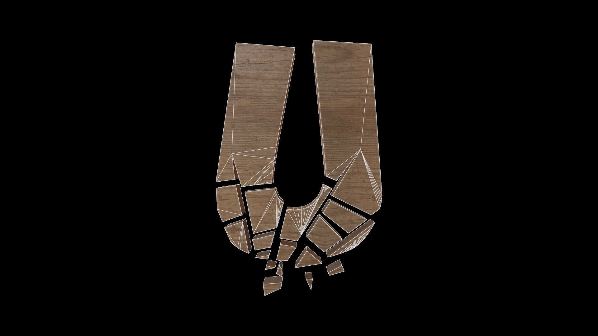 FONT-093 Letter U Low-poly 3D model_2