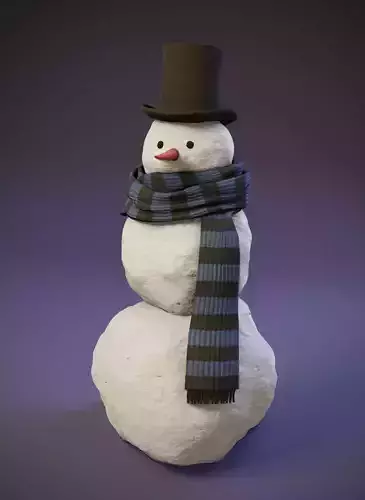 Snowman Realistic 3D Model Low-poly 3D model