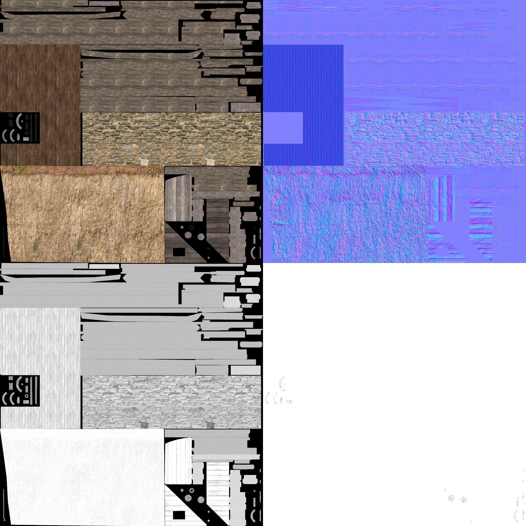 Medieval barn Low-poly 3D model_9