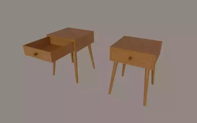 Wooden Nightstand Low-poly 3D model