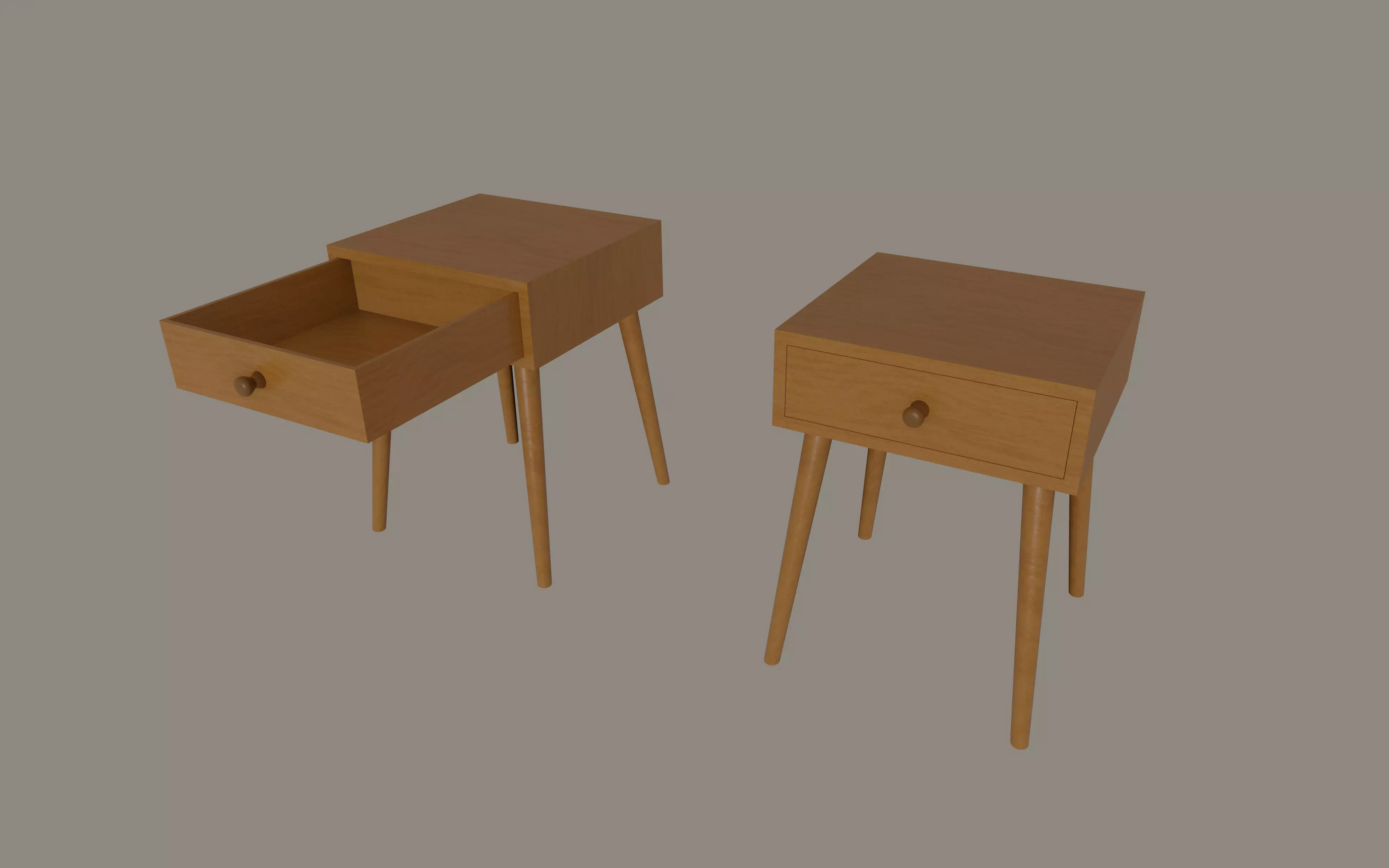 Wooden Nightstand Low-poly 3D model