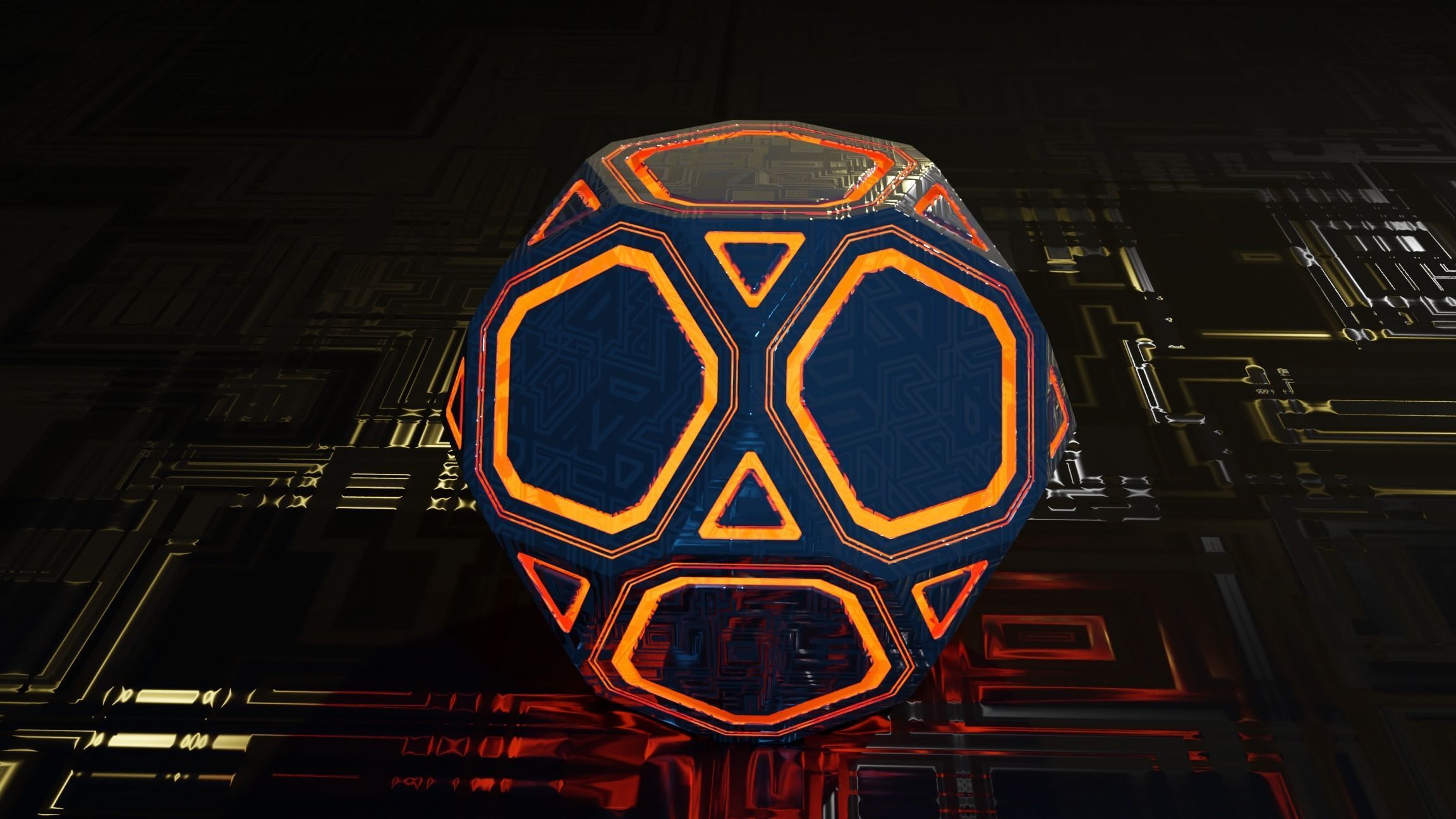 Sci-fi Glowing Orb  Low-poly 3D model_1