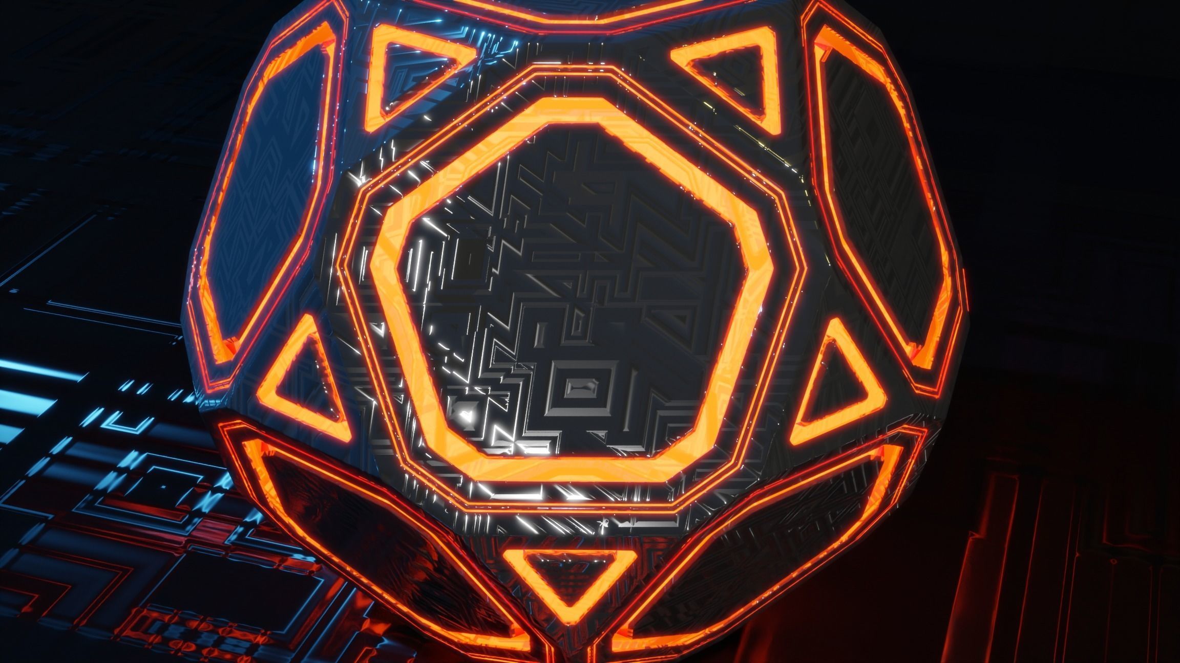 Sci-fi Glowing Orb  Low-poly 3D model_4