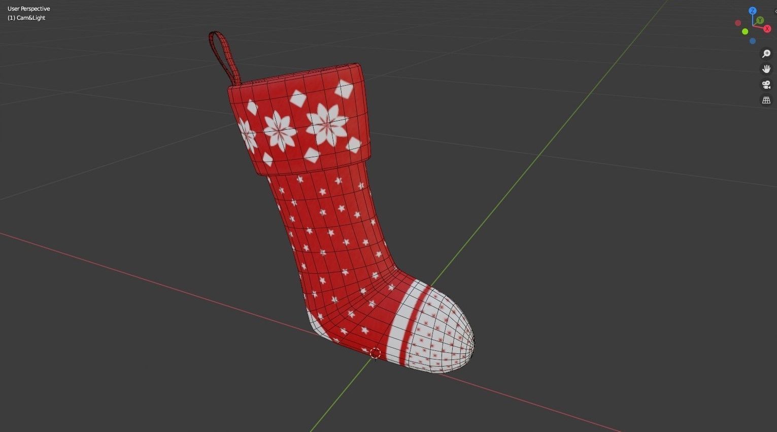 Christmas Sock Low-poly 3D model_5