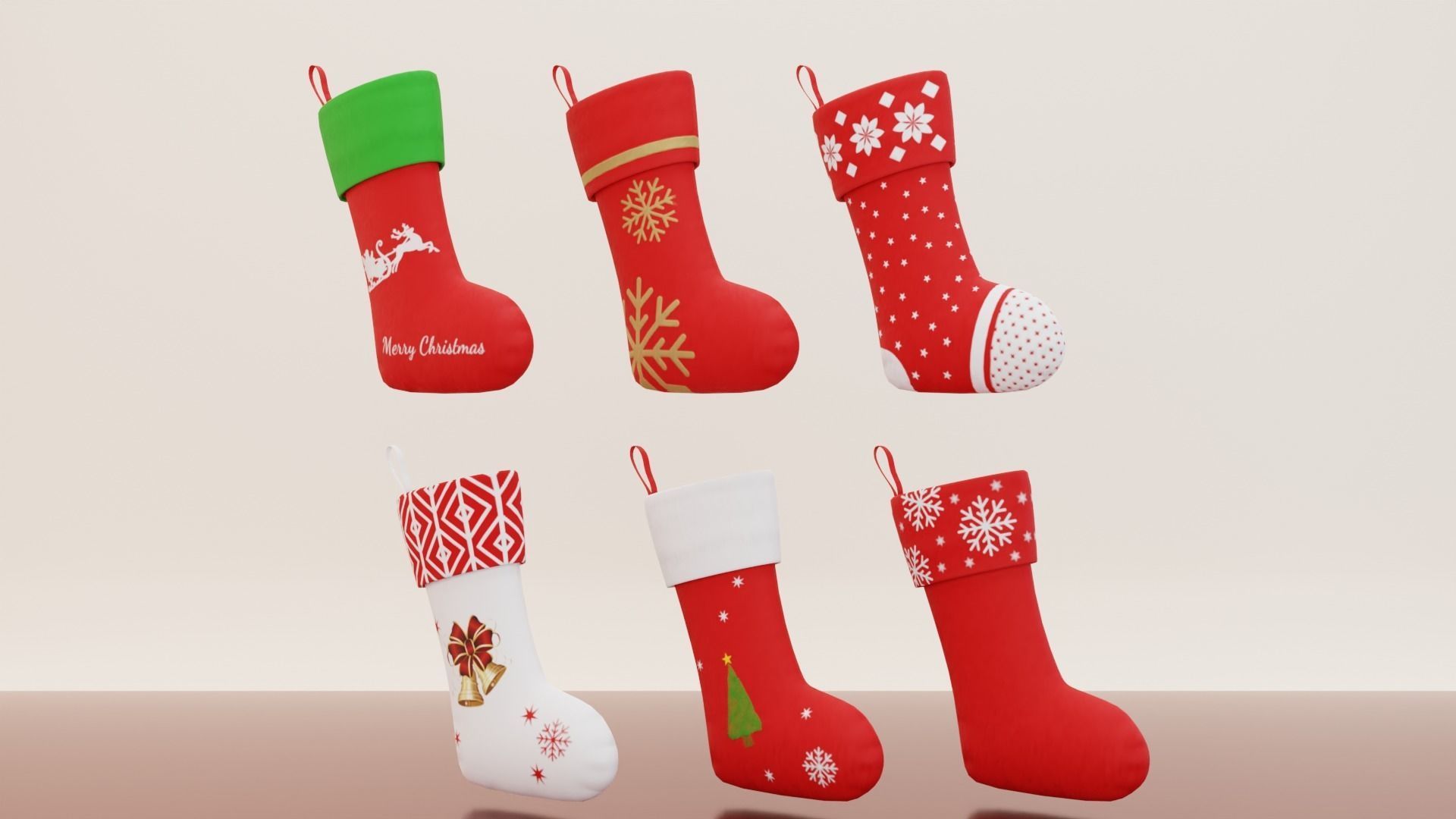 Christmas Sock Low-poly 3D model_1