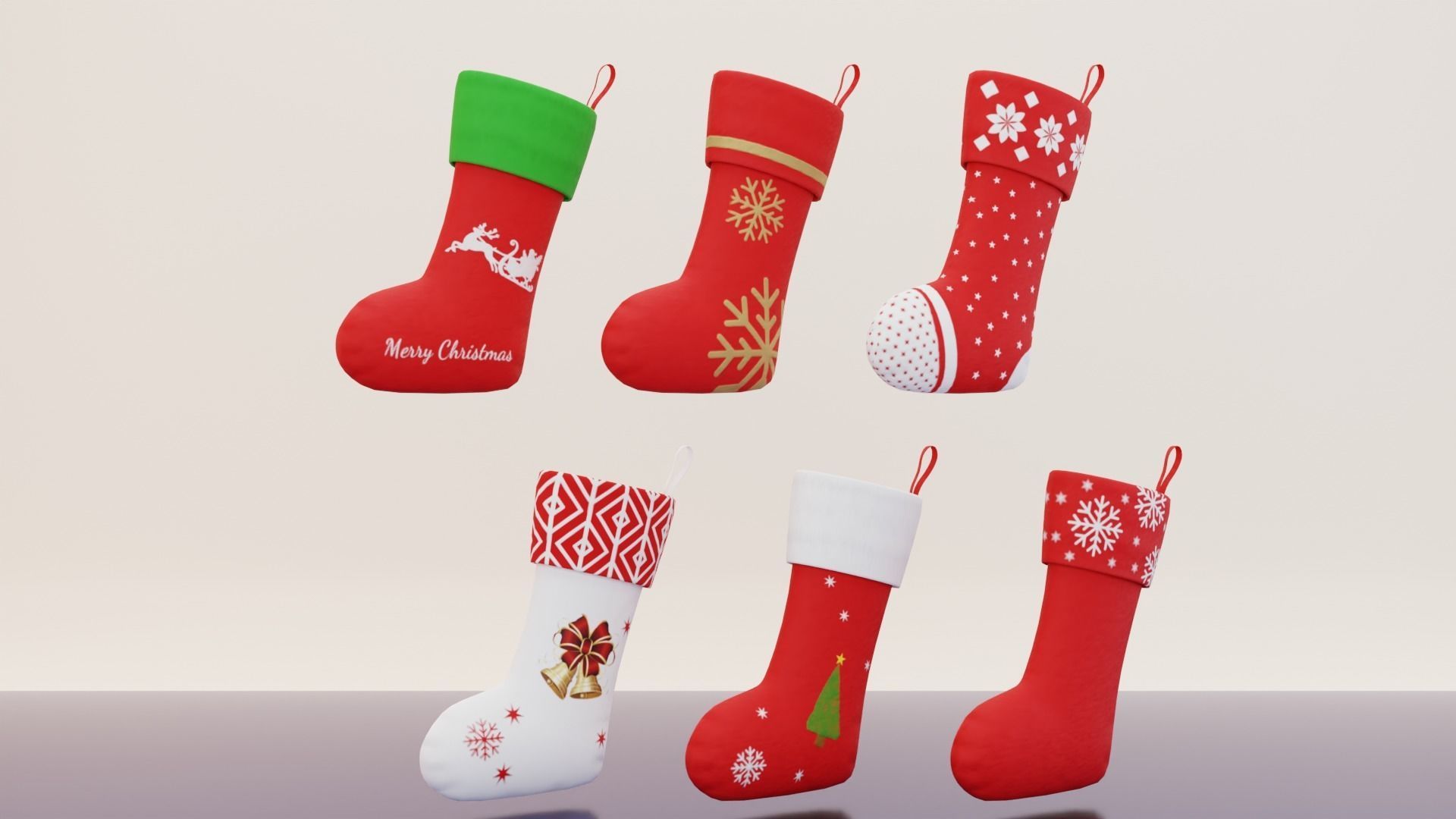 Christmas Sock Low-poly 3D model_2