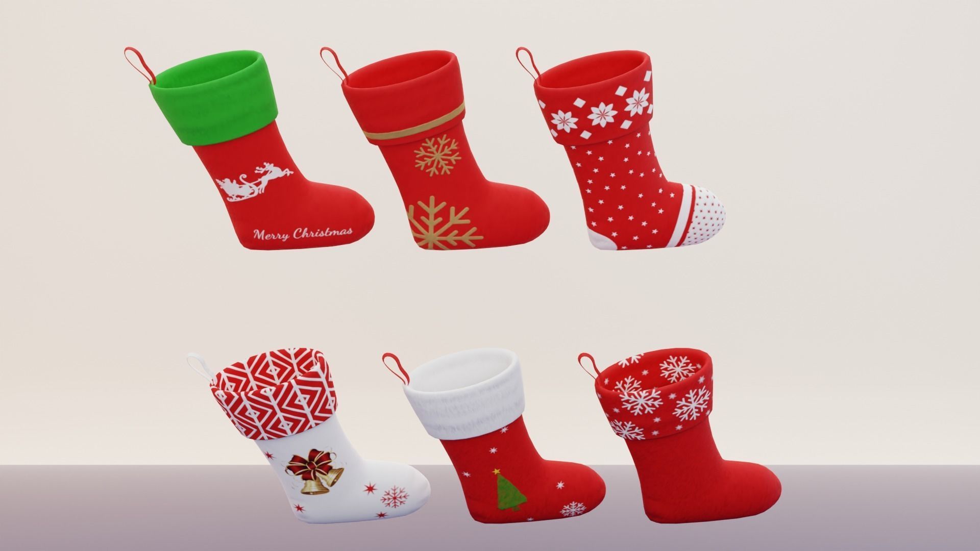 Christmas Sock Low-poly 3D model_3