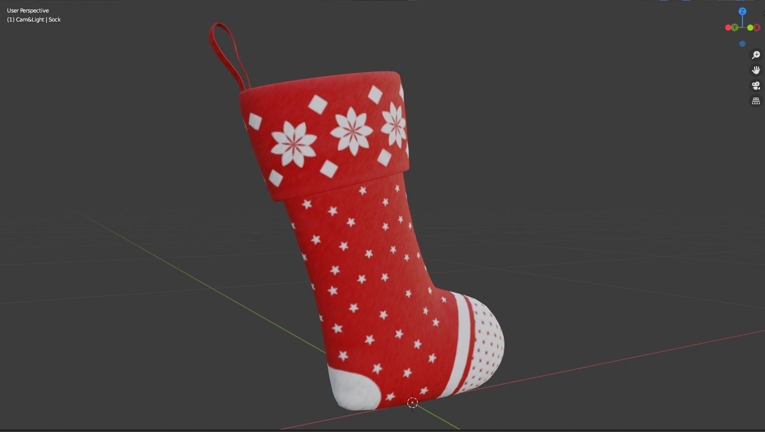 Christmas Sock Low-poly 3D model_7