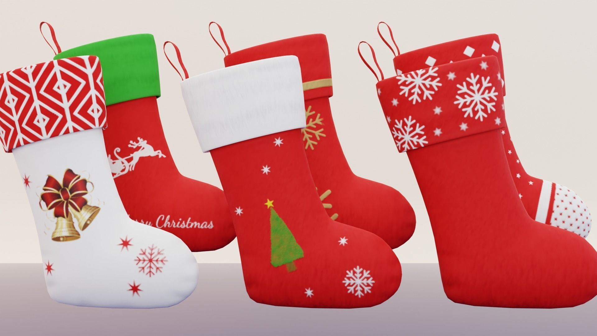 Christmas Sock Low-poly 3D model_4