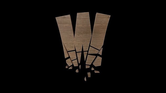 FONT-095 Letter W Low-poly 3D model