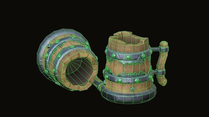 Stylized Mug Low-poly 3D model 2