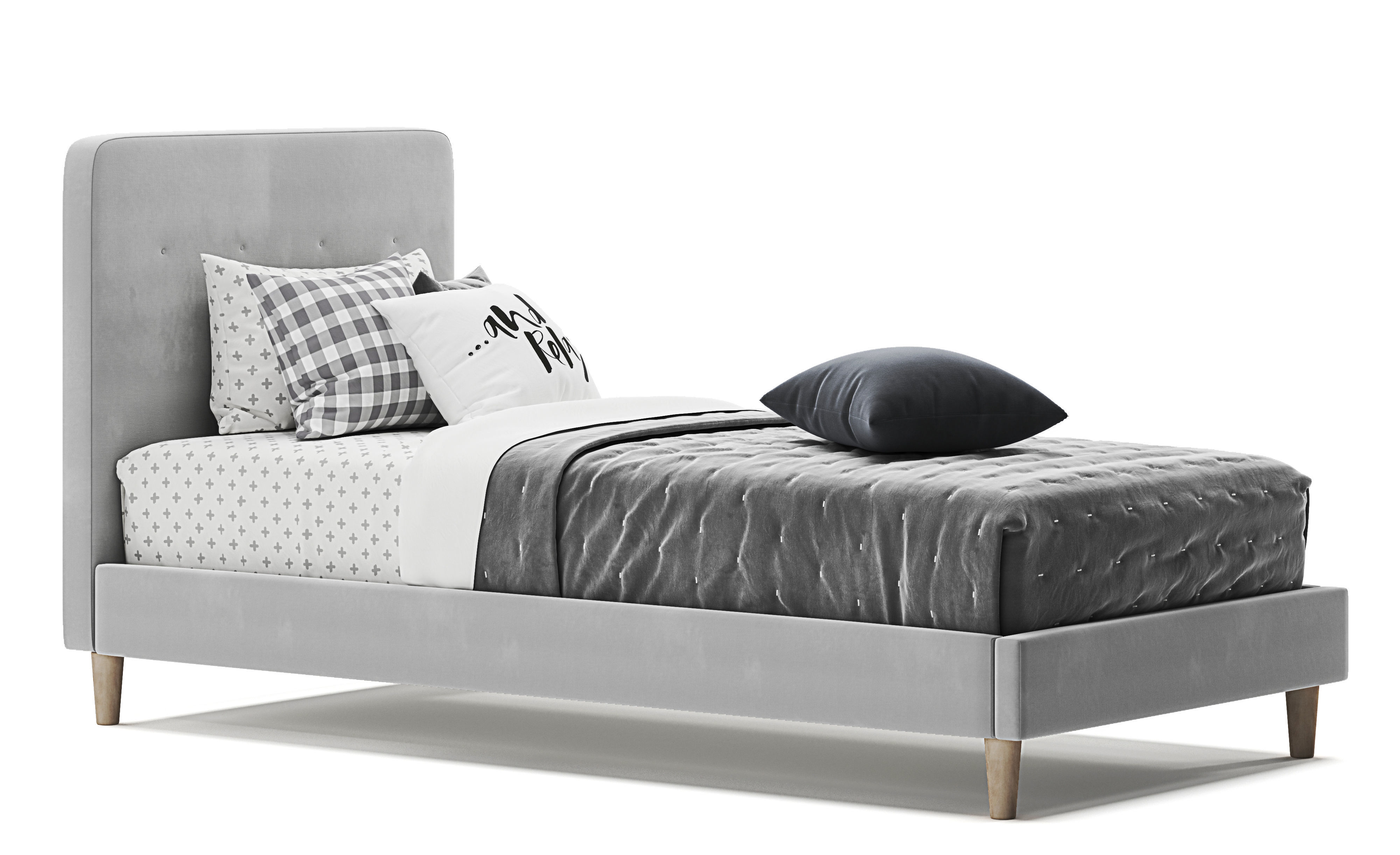 Harlow Single Upholstered Bed 3D model_8