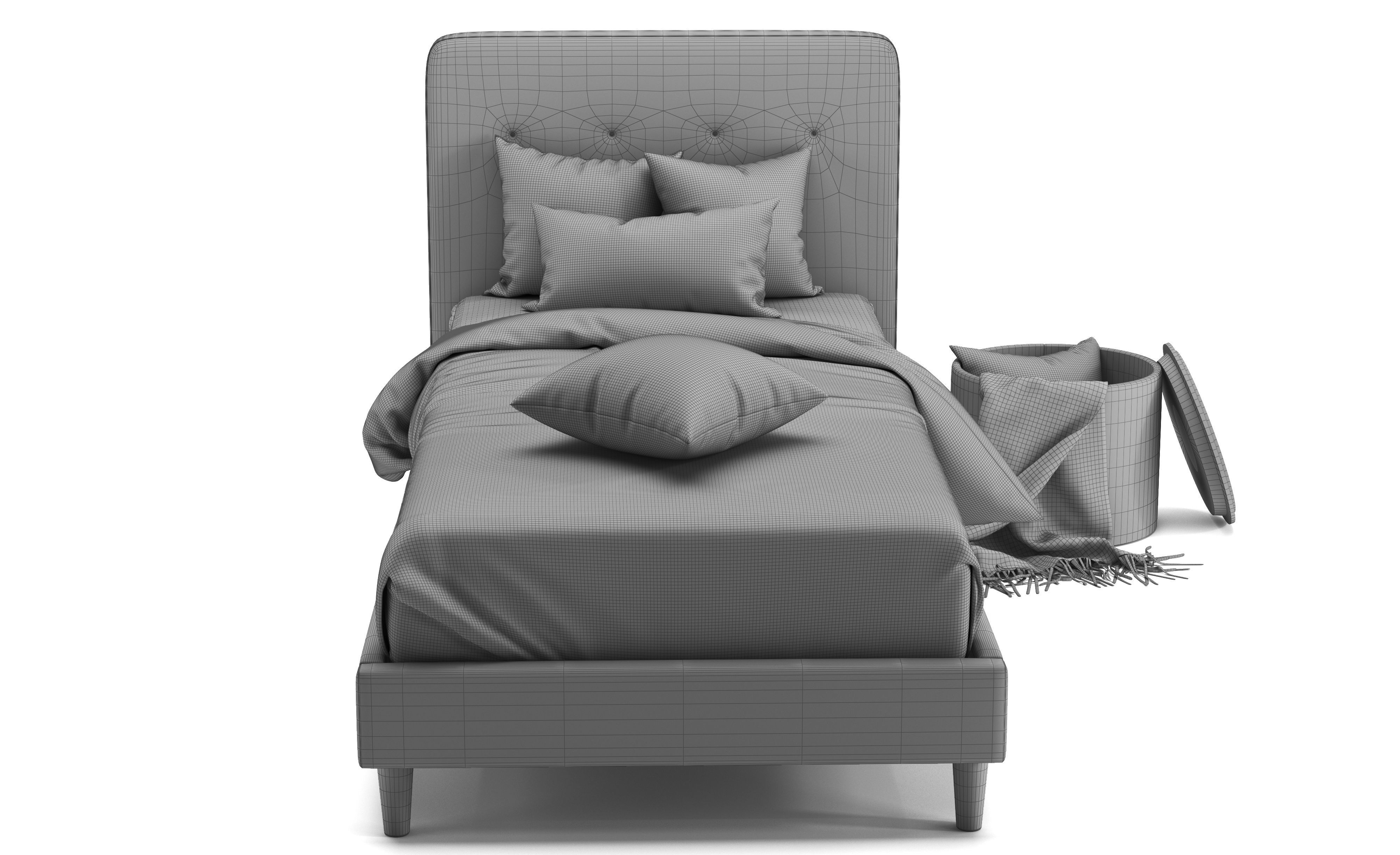 Harlow Single Upholstered Bed 3D model_6