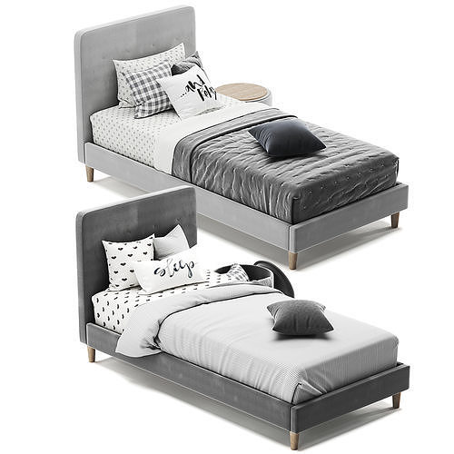 Harlow Single Upholstered Bed 3D model