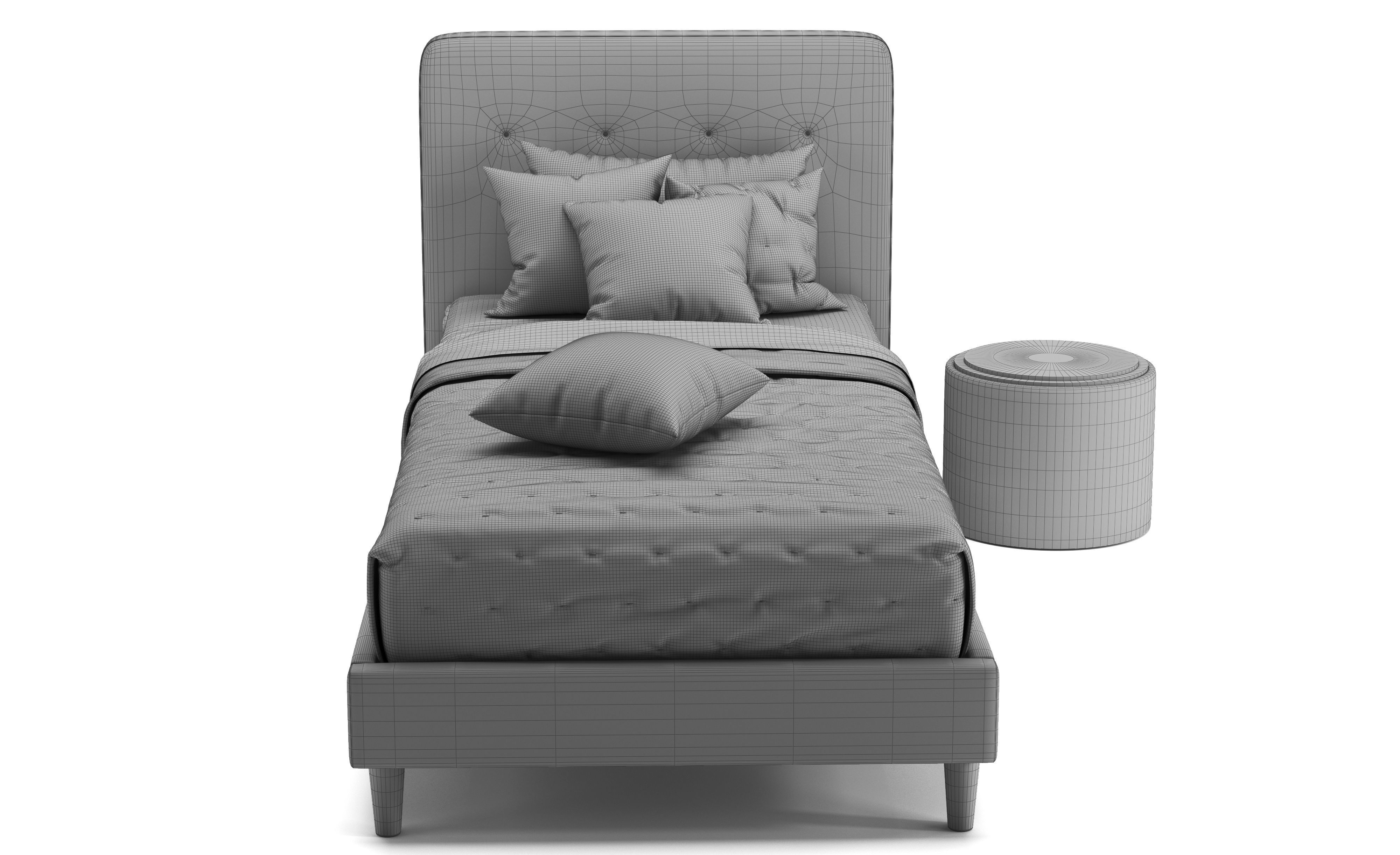 Harlow Single Upholstered Bed 3D model_11