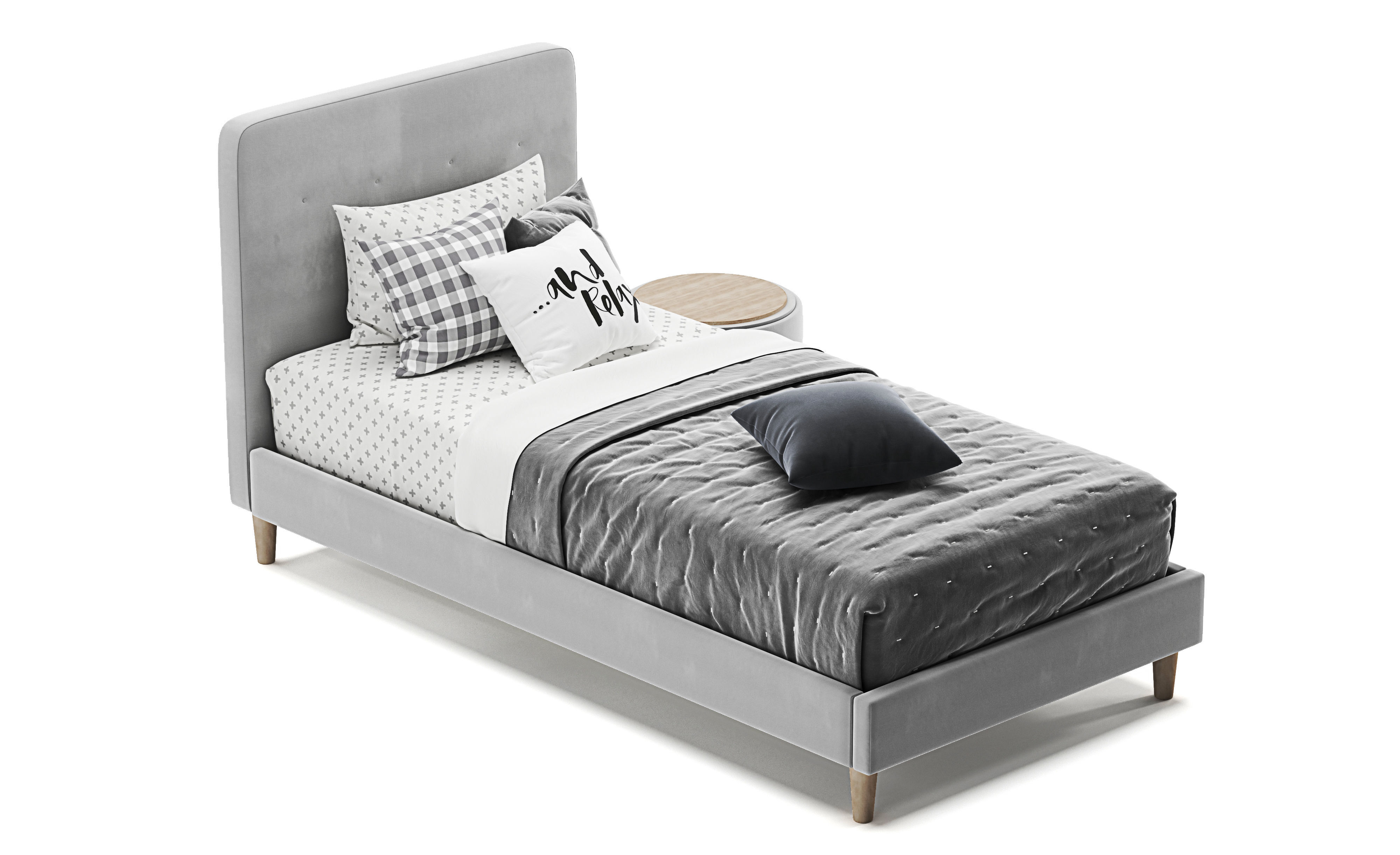 Harlow Single Upholstered Bed 3D model_10