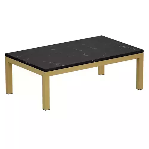 Parsons Black Marble Top Brass Base Rectangular Coffee Table