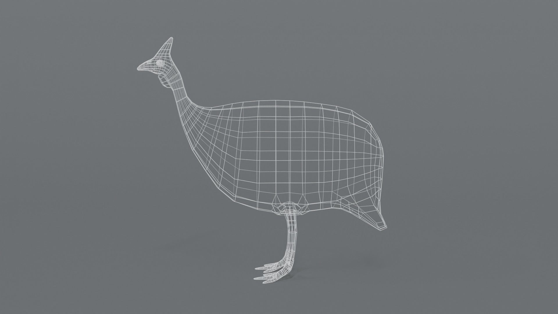 Low Poly Cartoon Helmeted Guineafowl Low-poly 3D model_10
