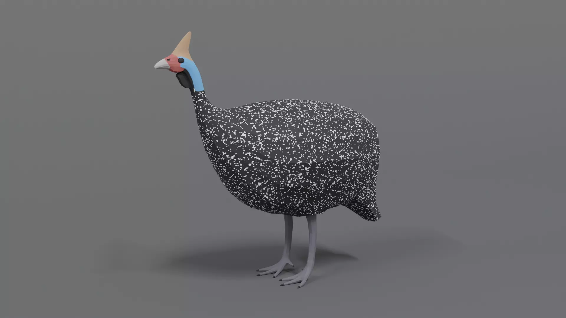 Low Poly Cartoon Helmeted Guineafowl Low-poly 3D model_0