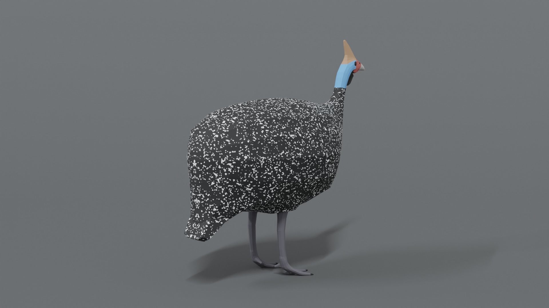 Low Poly Cartoon Helmeted Guineafowl Low-poly 3D model_4