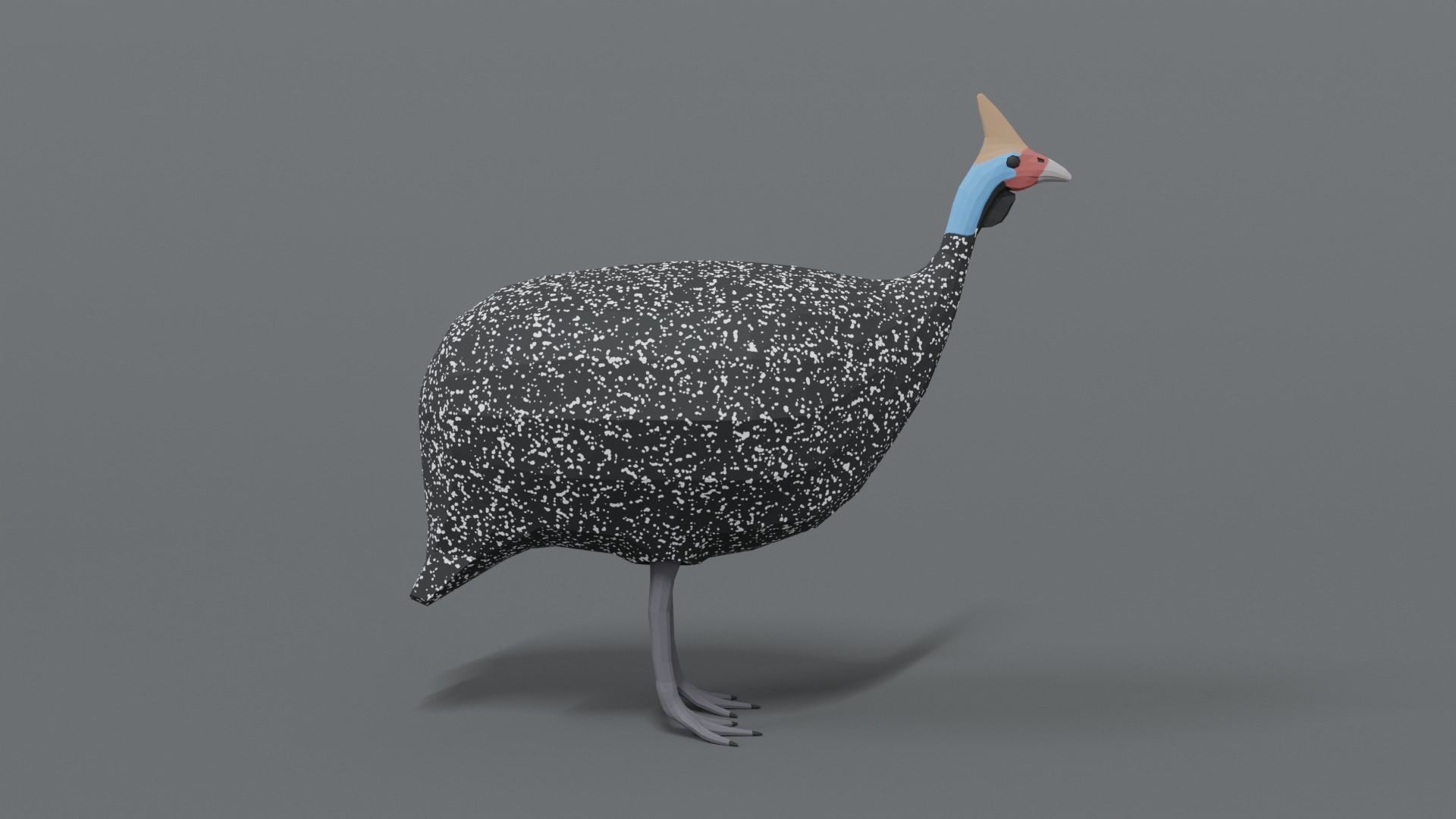 Low Poly Cartoon Helmeted Guineafowl Low-poly 3D model_5
