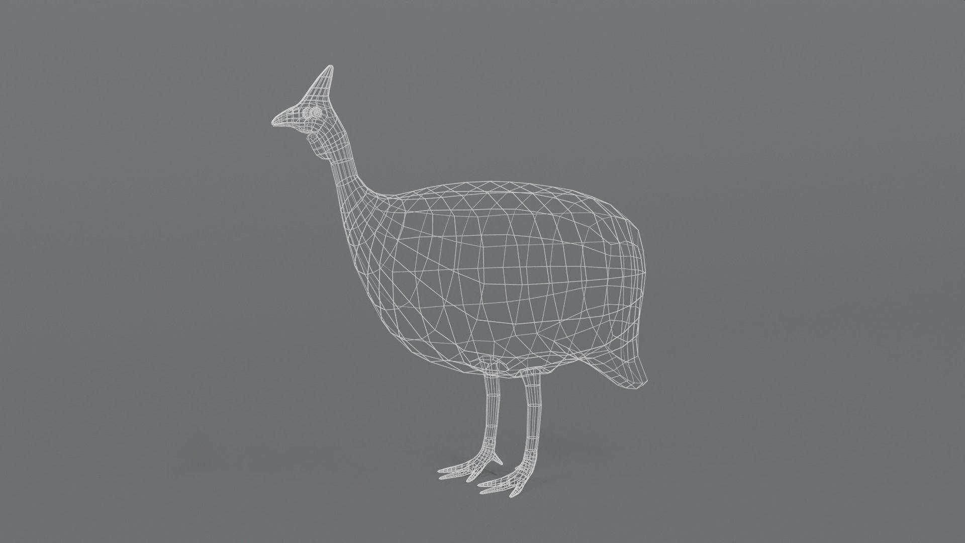 Low Poly Cartoon Helmeted Guineafowl Low-poly 3D model_9
