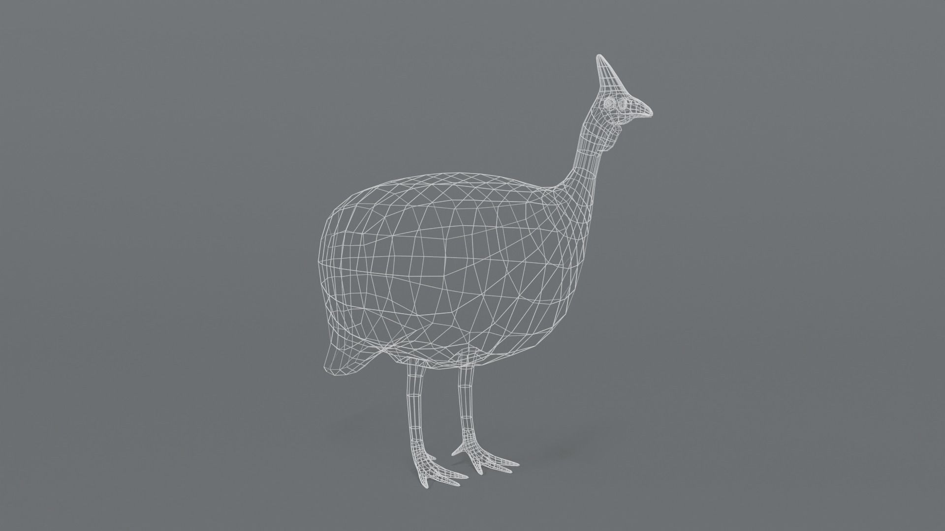 Low Poly Cartoon Helmeted Guineafowl Low-poly 3D model_15