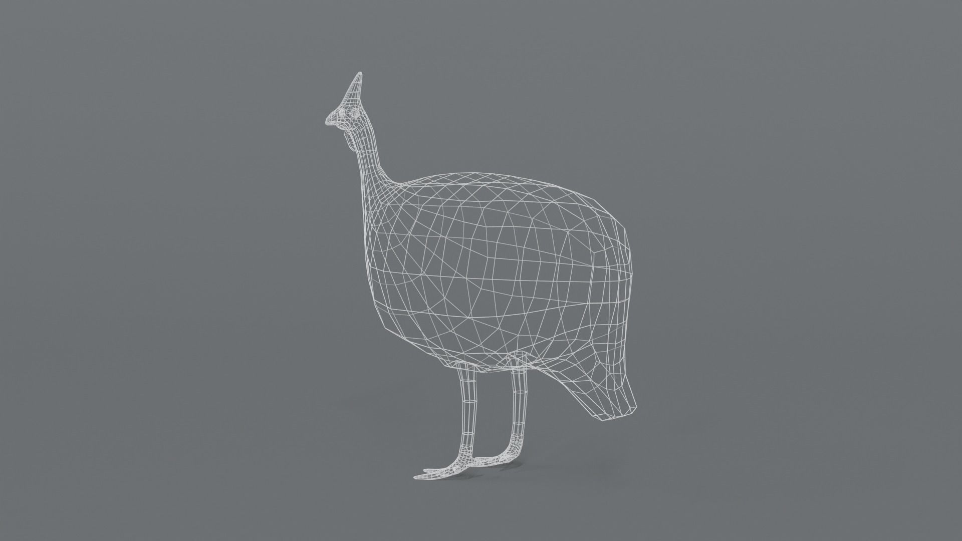 Low Poly Cartoon Helmeted Guineafowl Low-poly 3D model_12