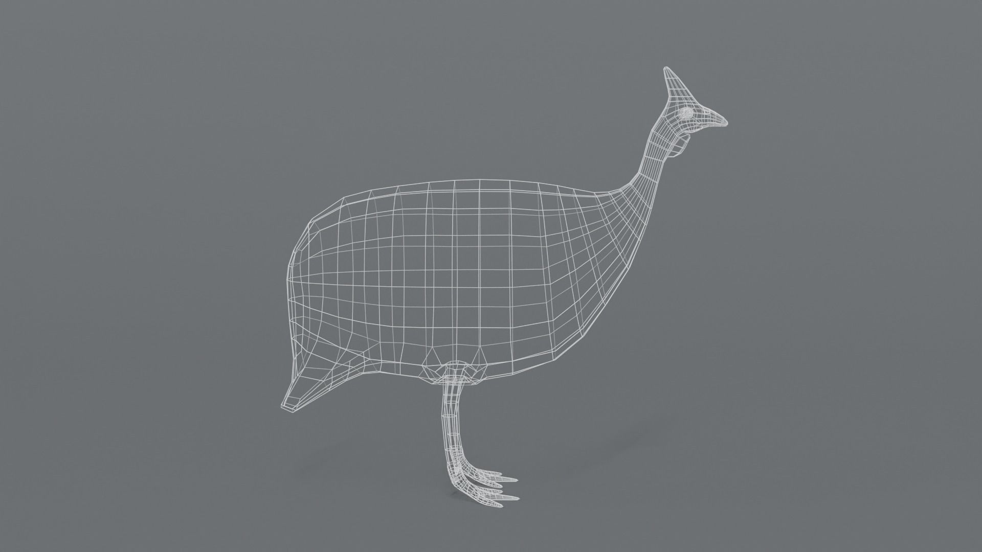 Low Poly Cartoon Helmeted Guineafowl Low-poly 3D model_14