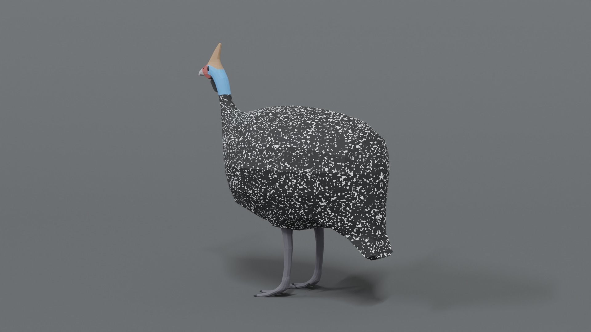 Low Poly Cartoon Helmeted Guineafowl Low-poly 3D model_2
