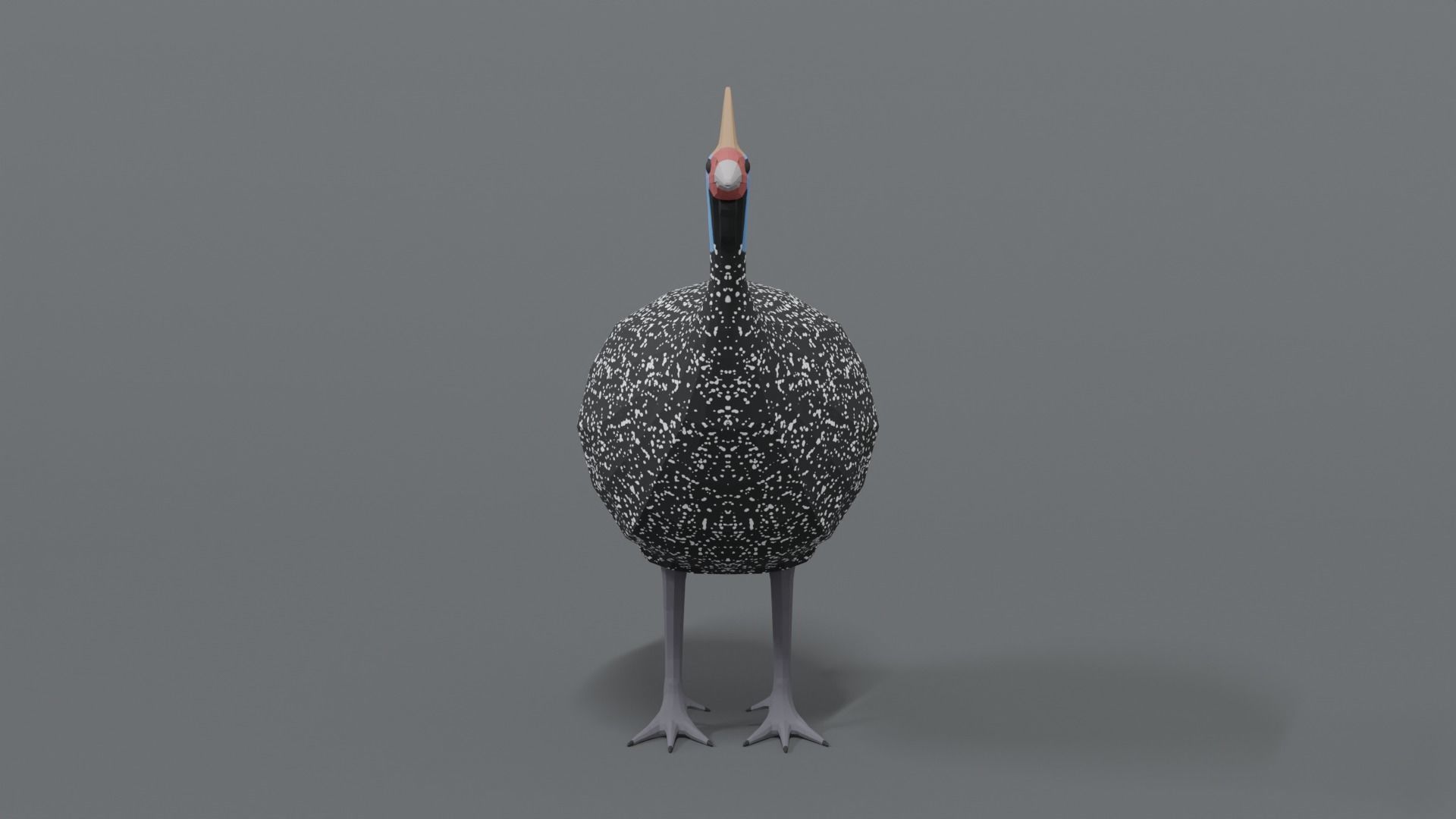 Low Poly Cartoon Helmeted Guineafowl Low-poly 3D model_7