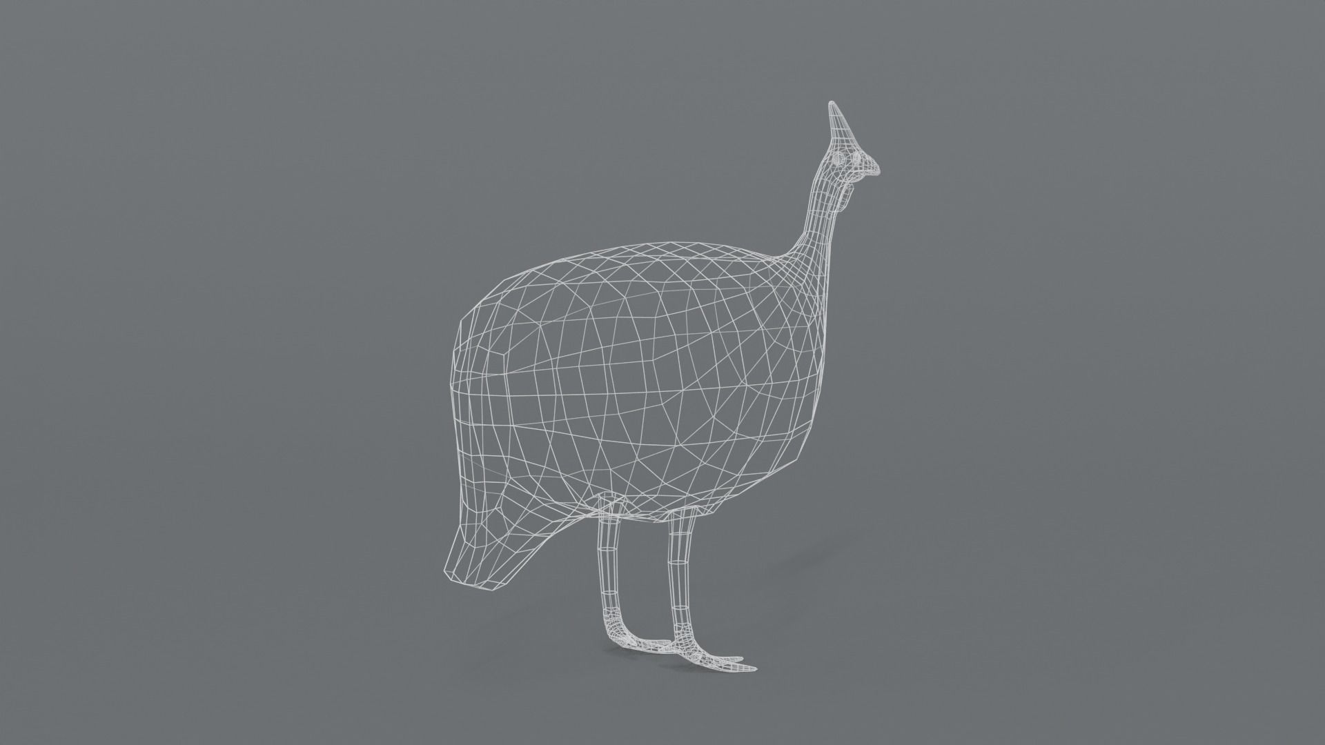 Low Poly Cartoon Helmeted Guineafowl Low-poly 3D model_13