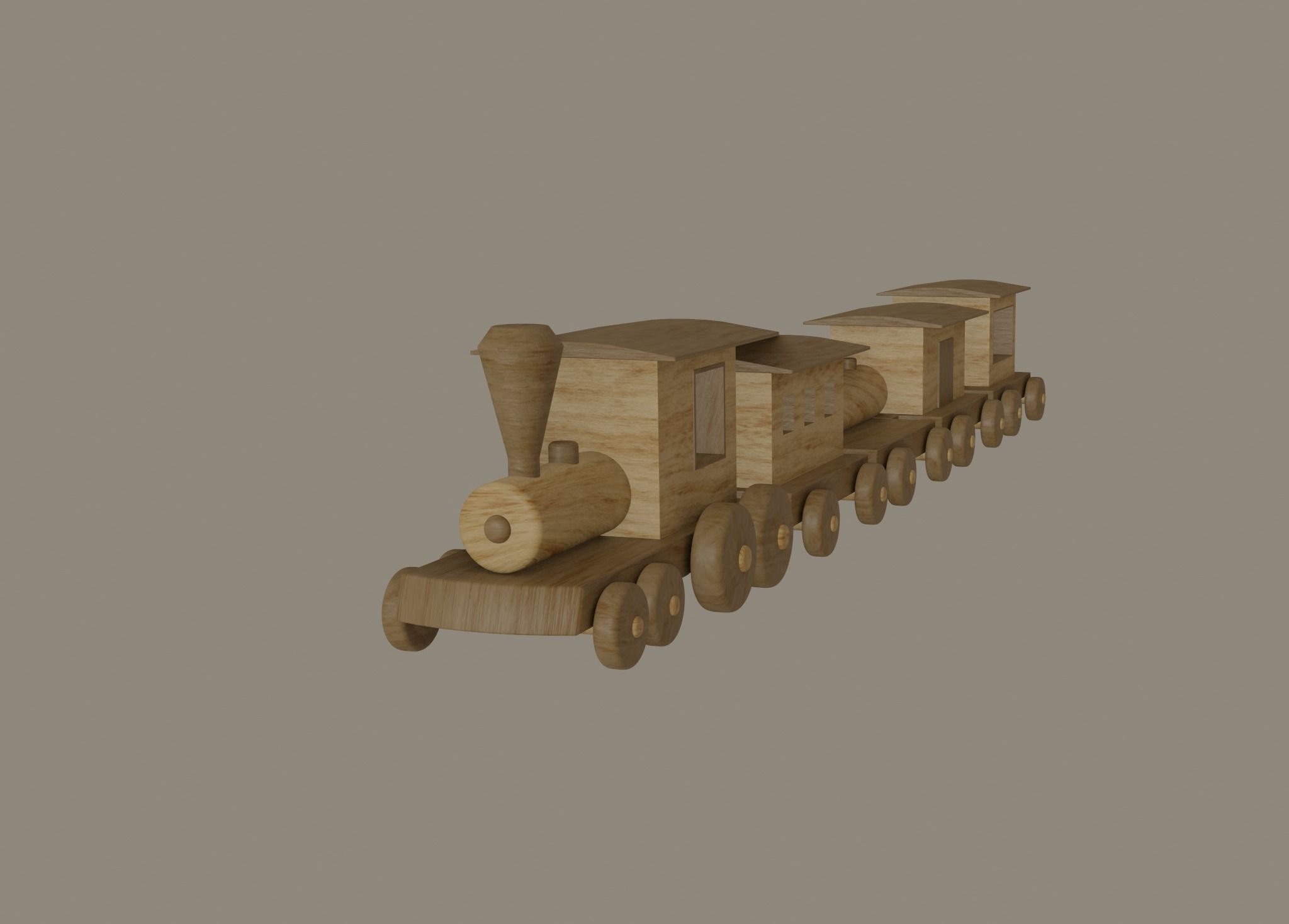 Wooden Toy Train 3D model_6