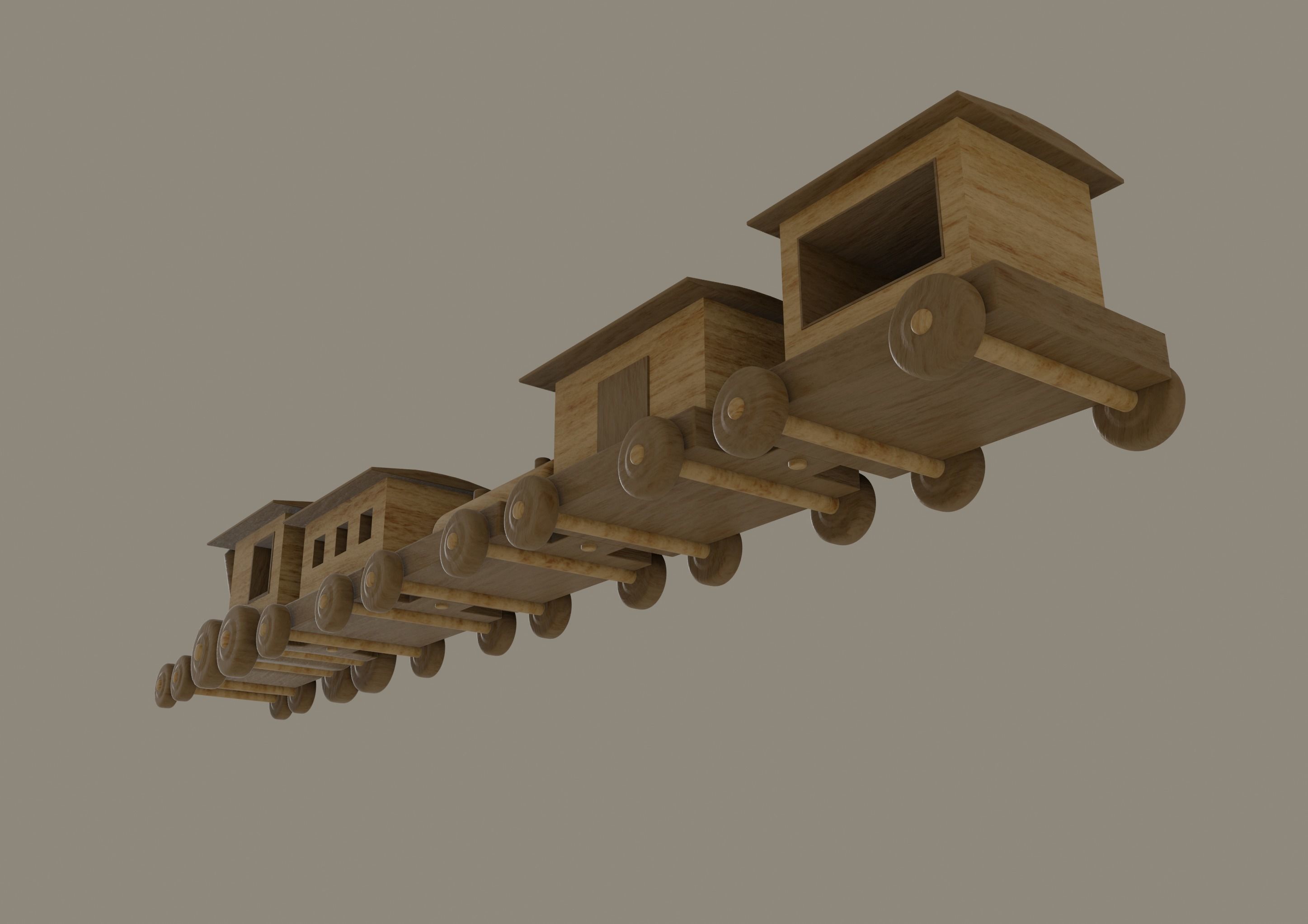 Wooden Toy Train 3D model_4