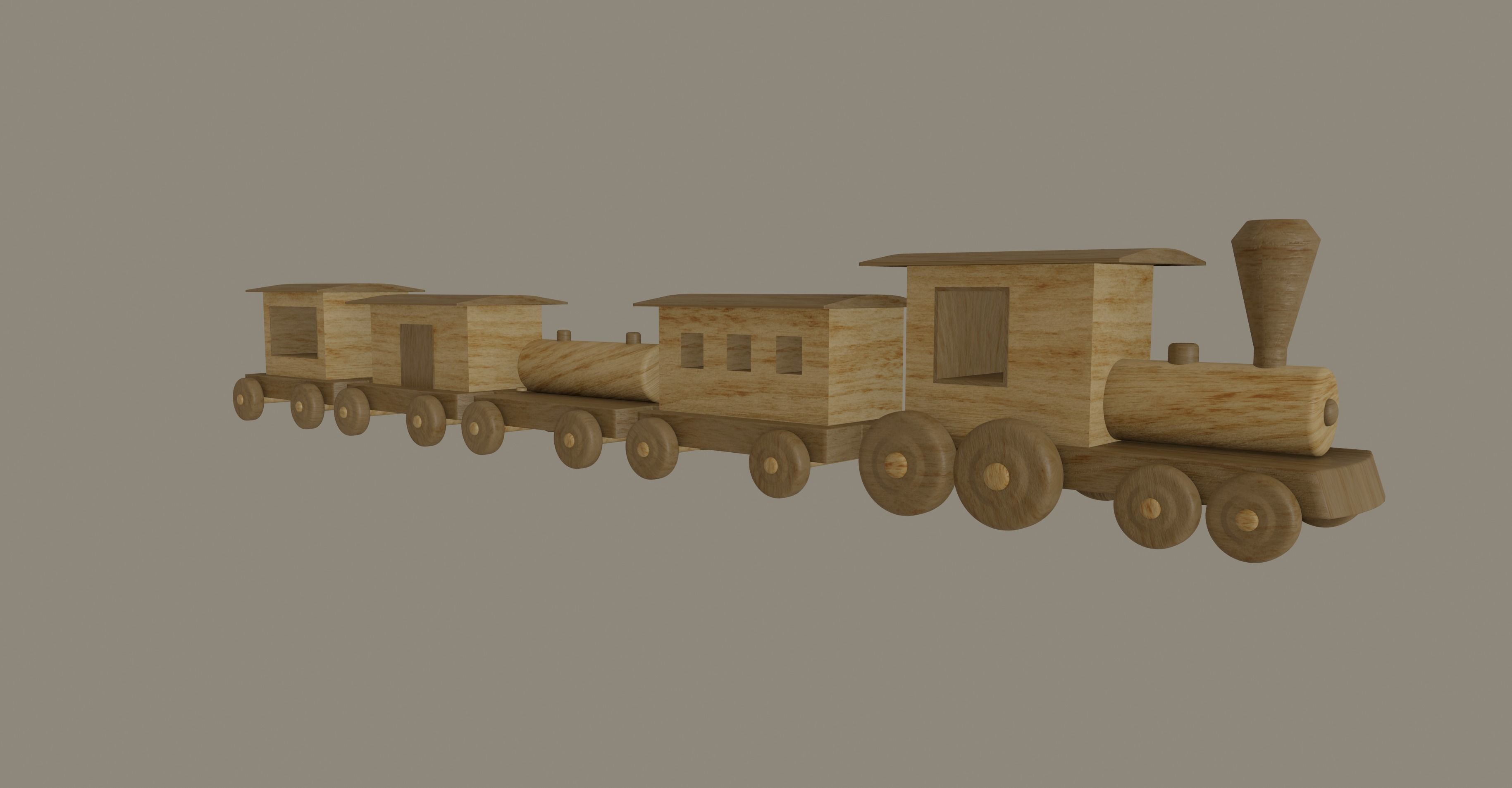 Wooden Toy Train 3D model_9