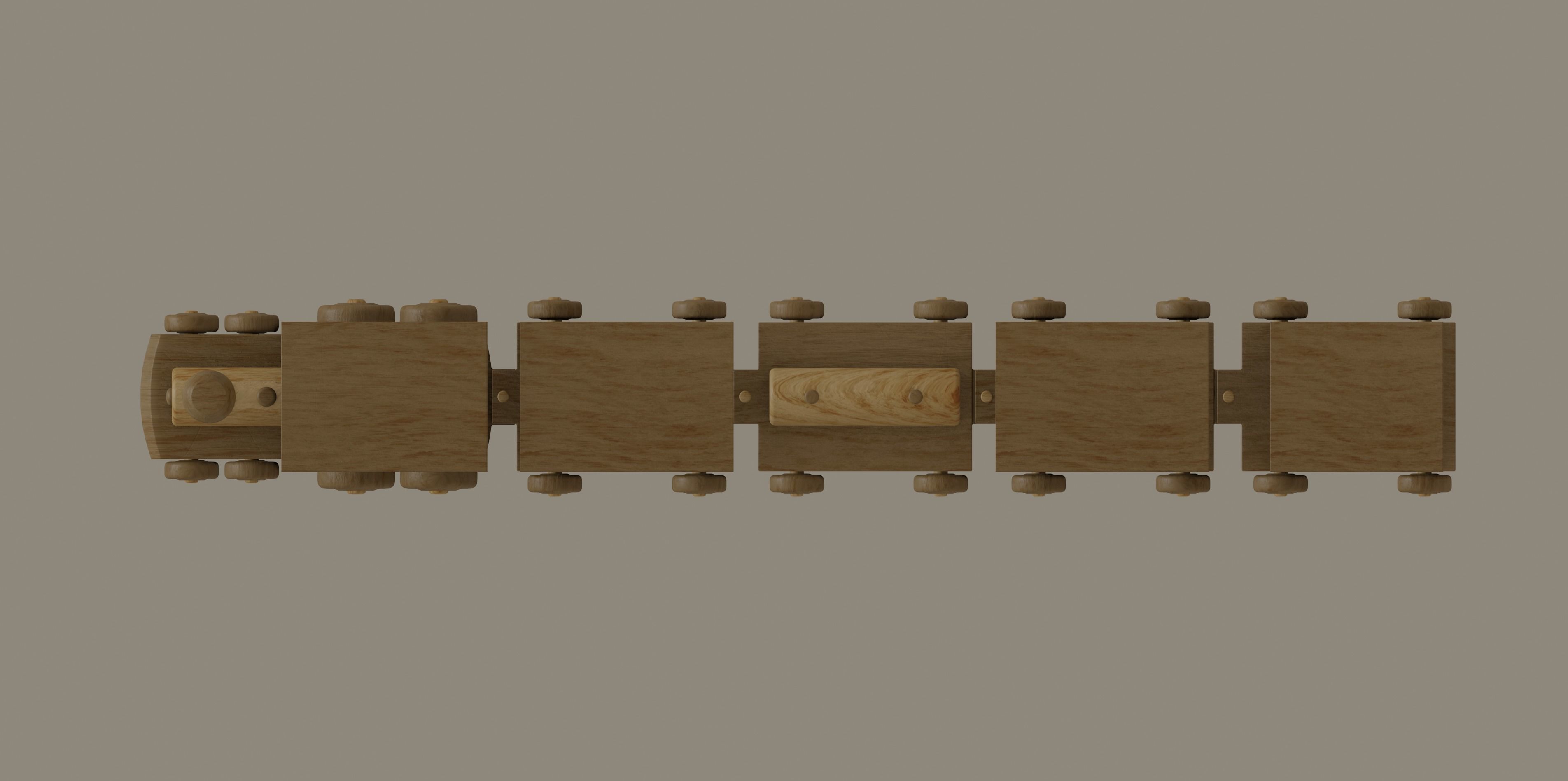 Wooden Toy Train 3D model_3