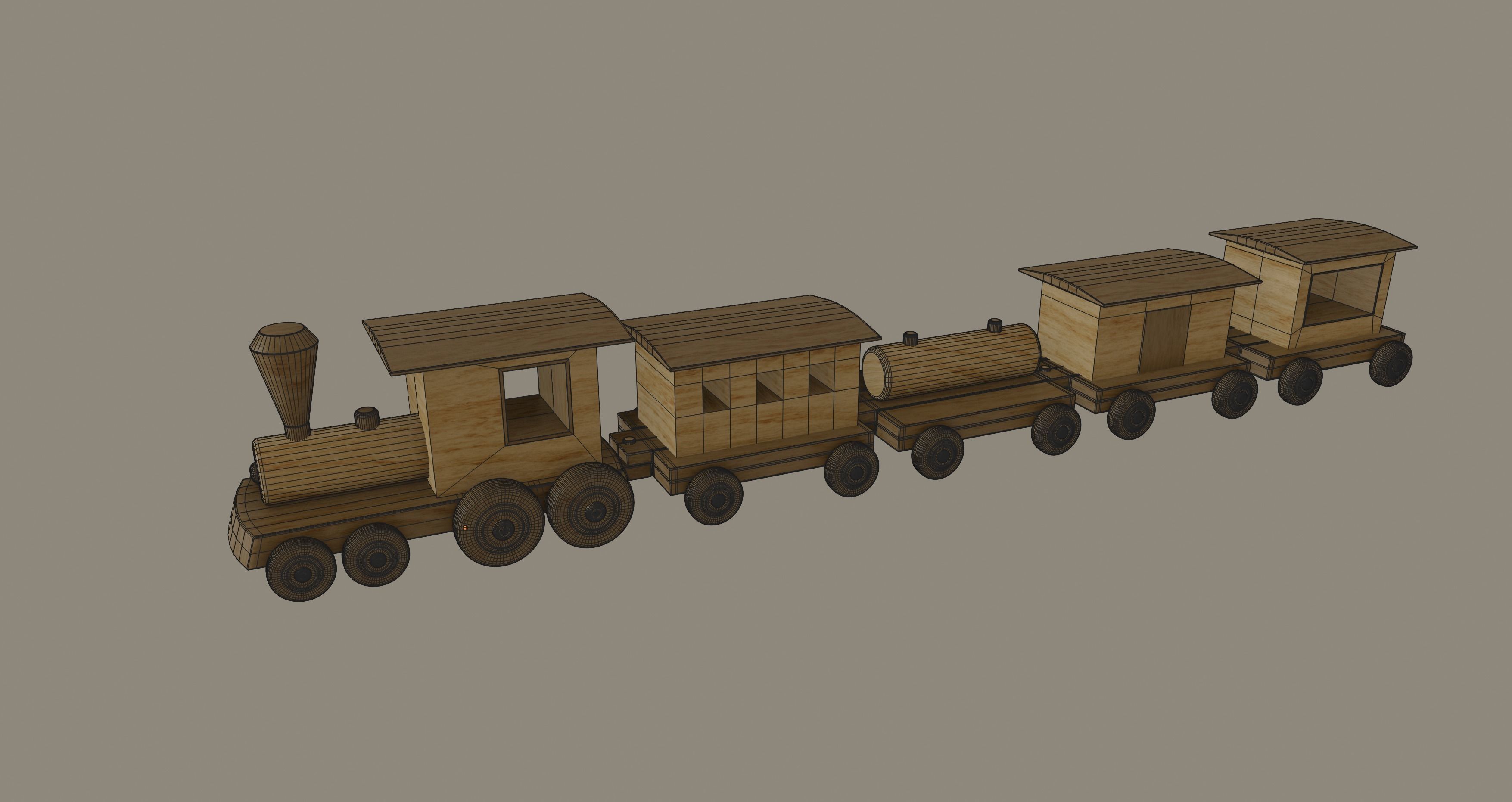 Wooden Toy Train 3D model_13