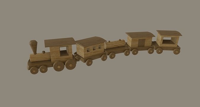 Wooden Toy Train 3D model