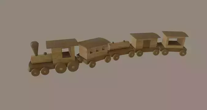 Wooden Toy Train 3D model