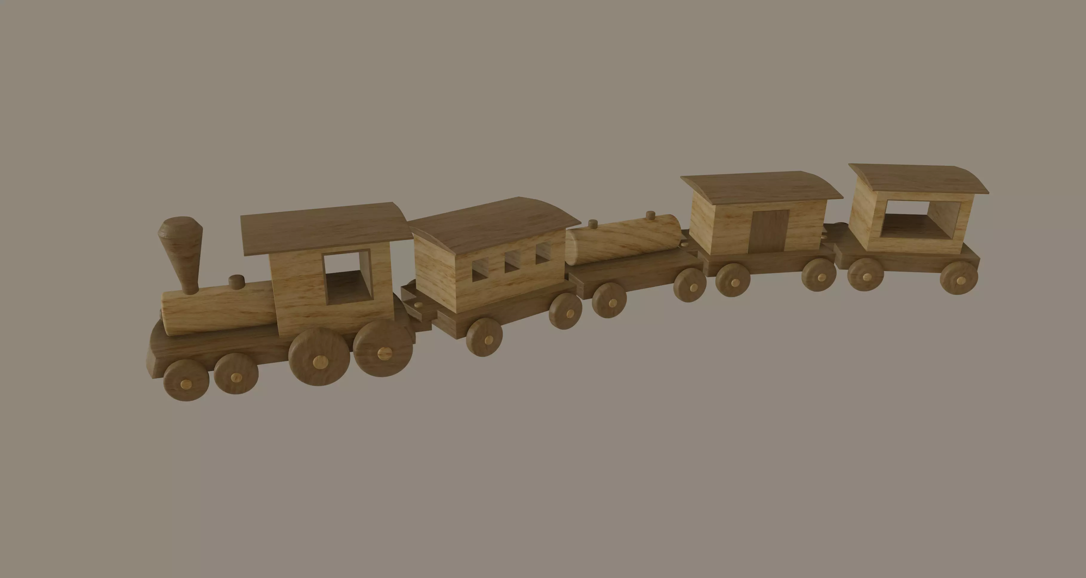 Wooden Toy Train 3D model_0