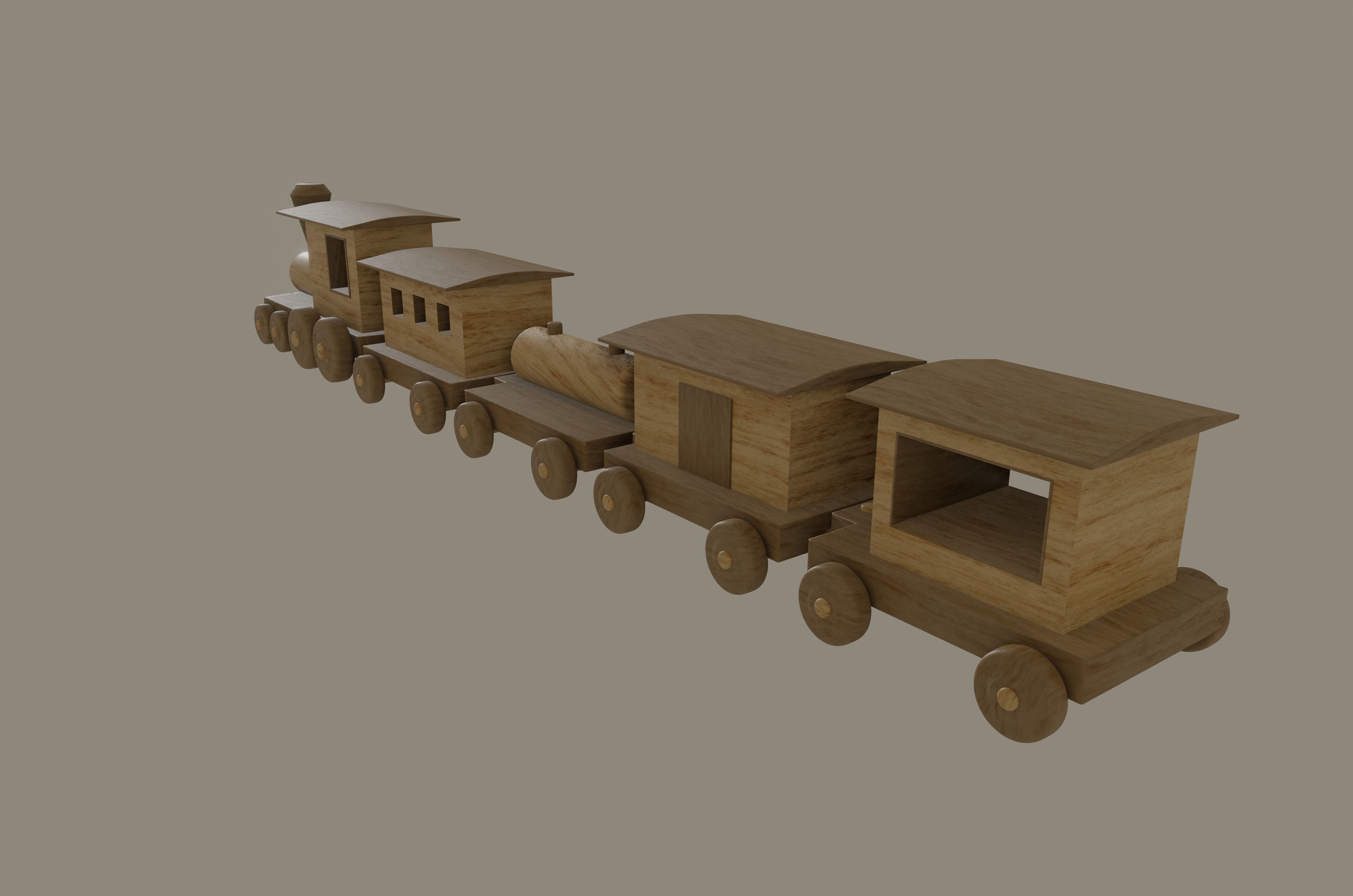 Wooden Toy Train 3D model_8