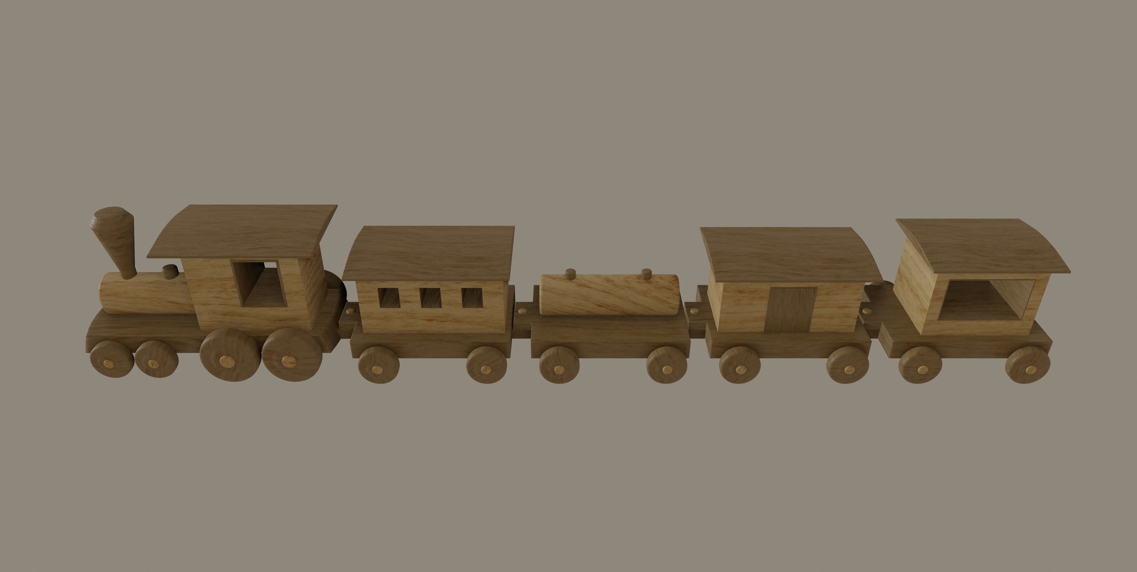 Wooden Toy Train 3D model_7
