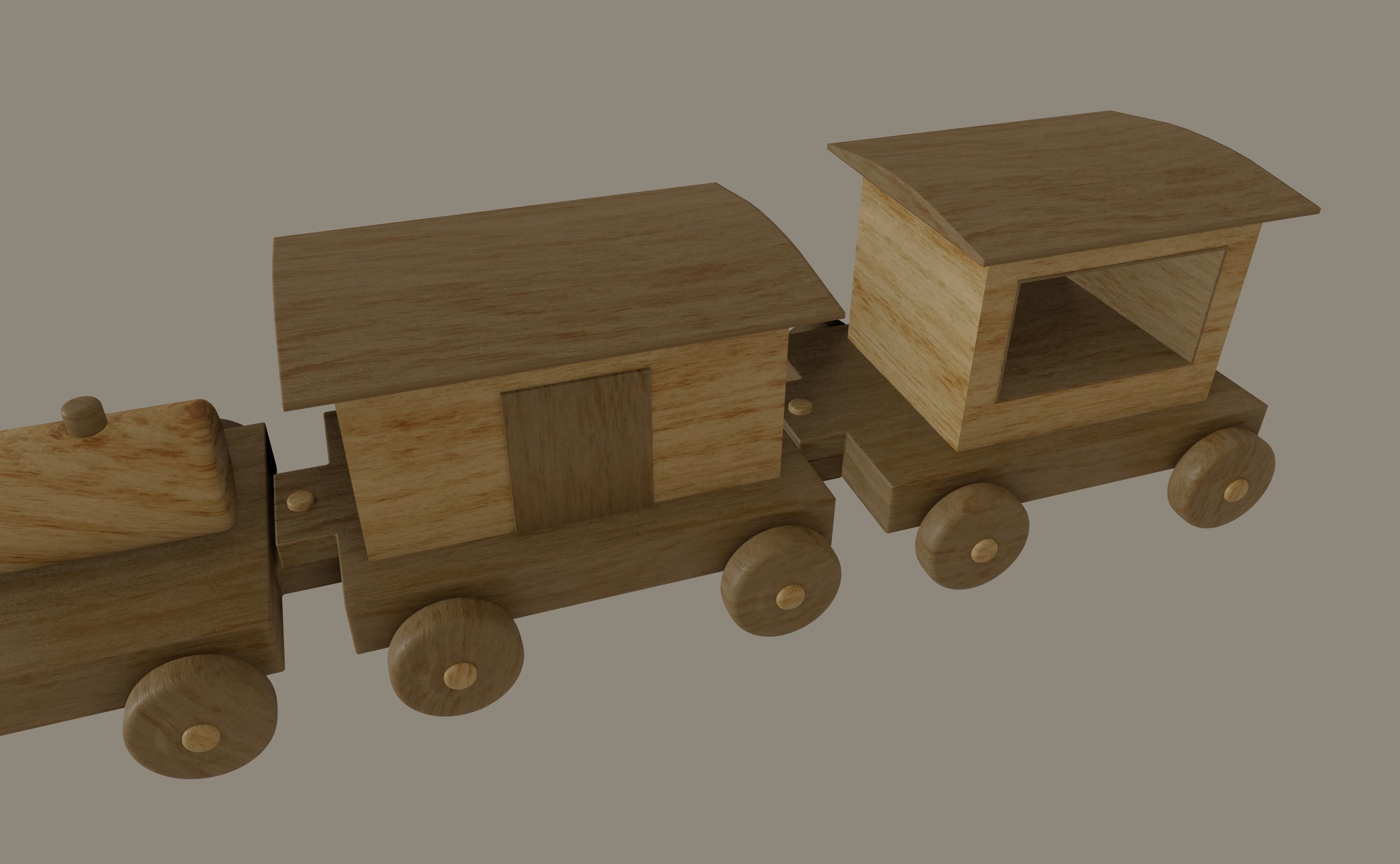 Wooden Toy Train 3D model_11