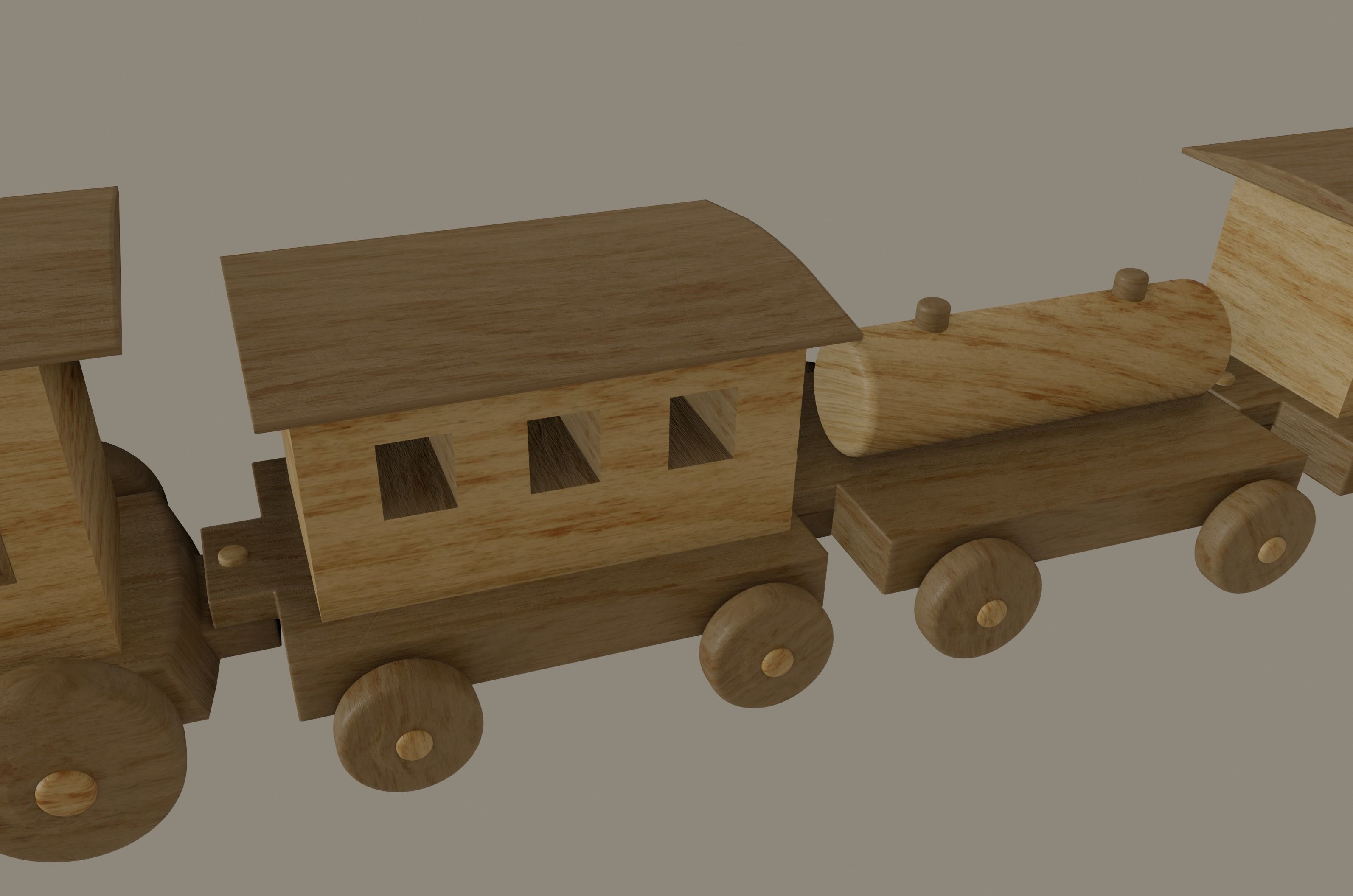 Wooden Toy Train 3D model_5