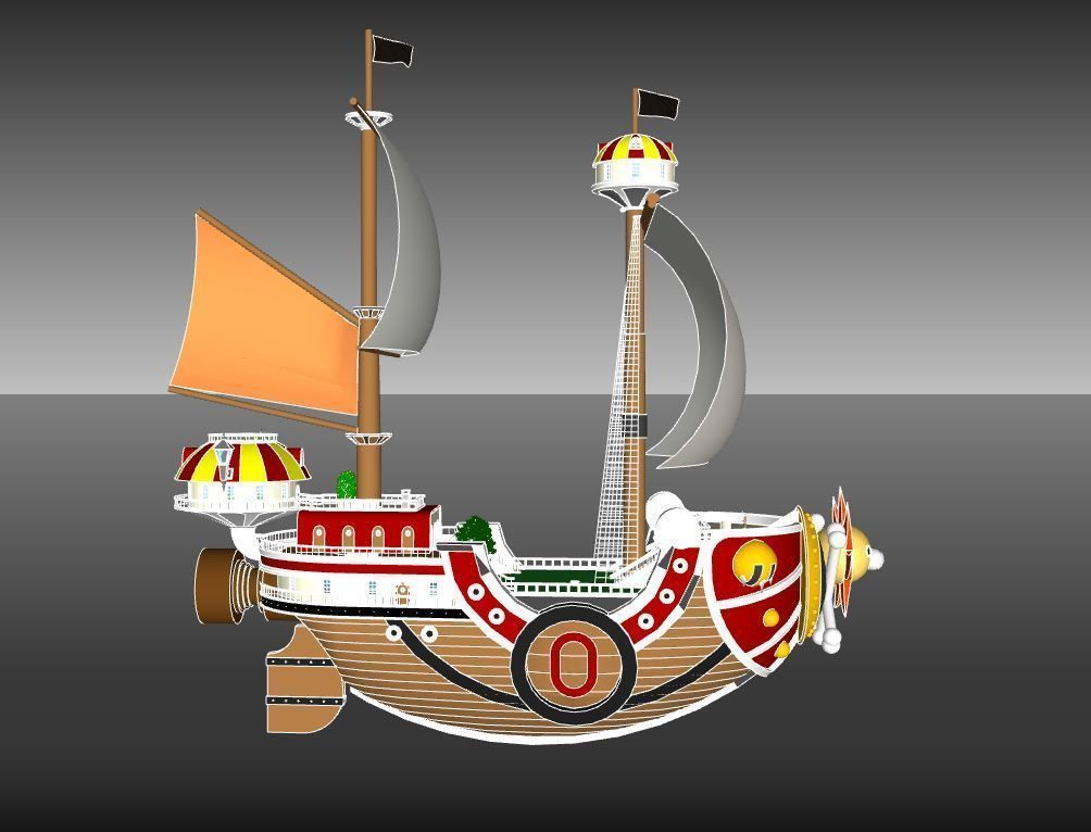 One Piece Thousand Sunny Go Grand Ship Low-poly 3D model_10